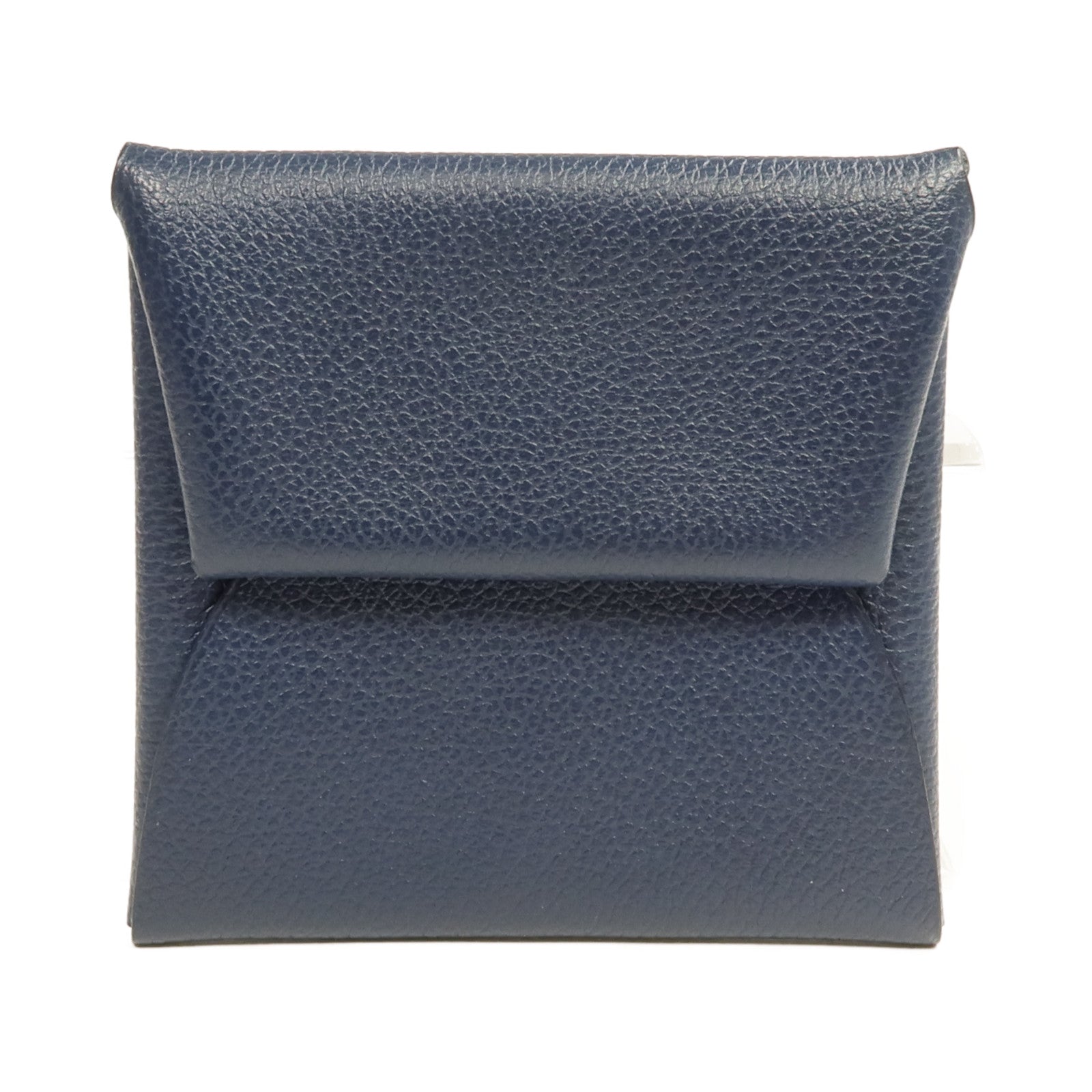 HERMES 【激減優惠】Evercolor皮革Bastia銀扣零錢包Bleu Nuit