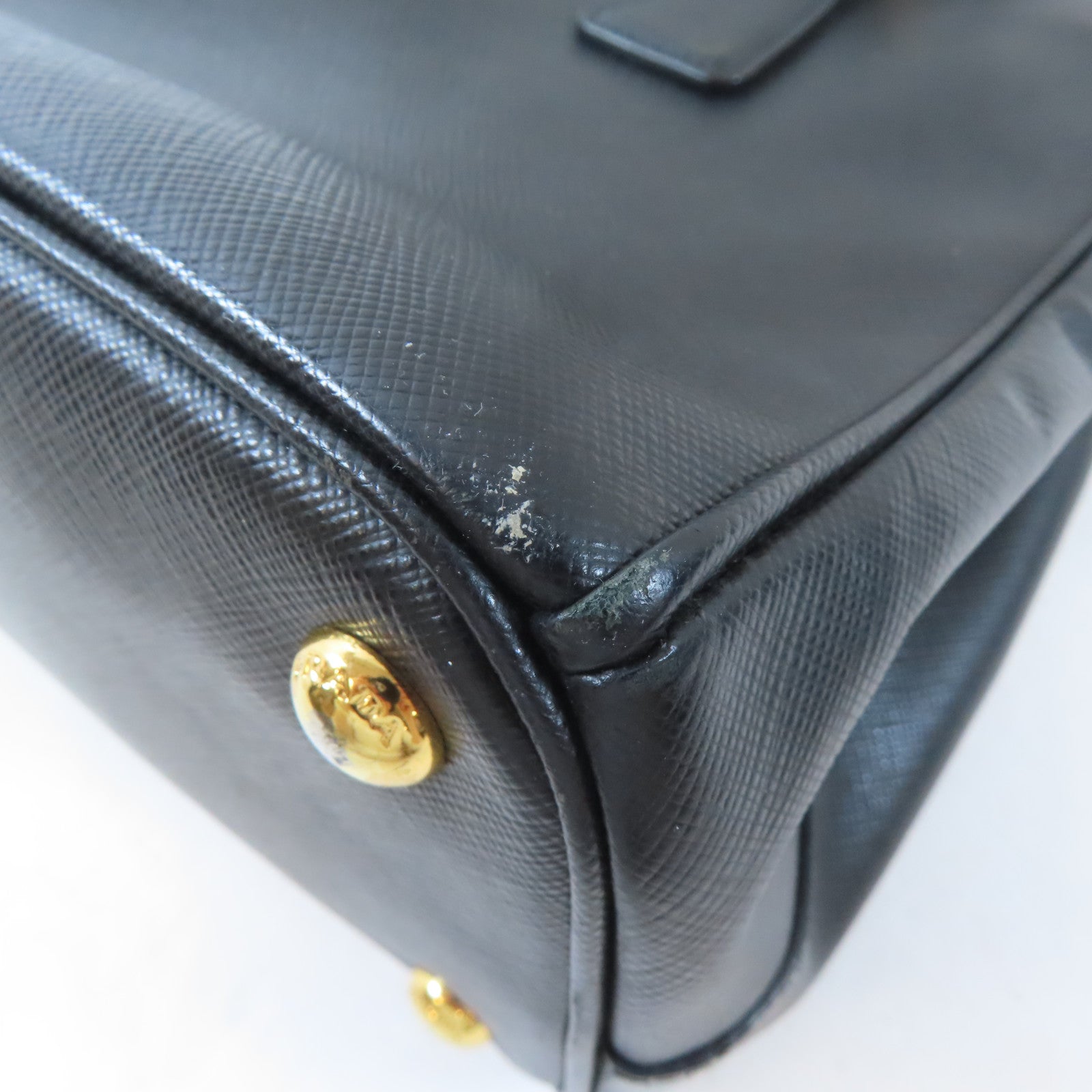 PRADA 牛皮皮革Galleria Bag金扣手挽肩背兩用袋黑色