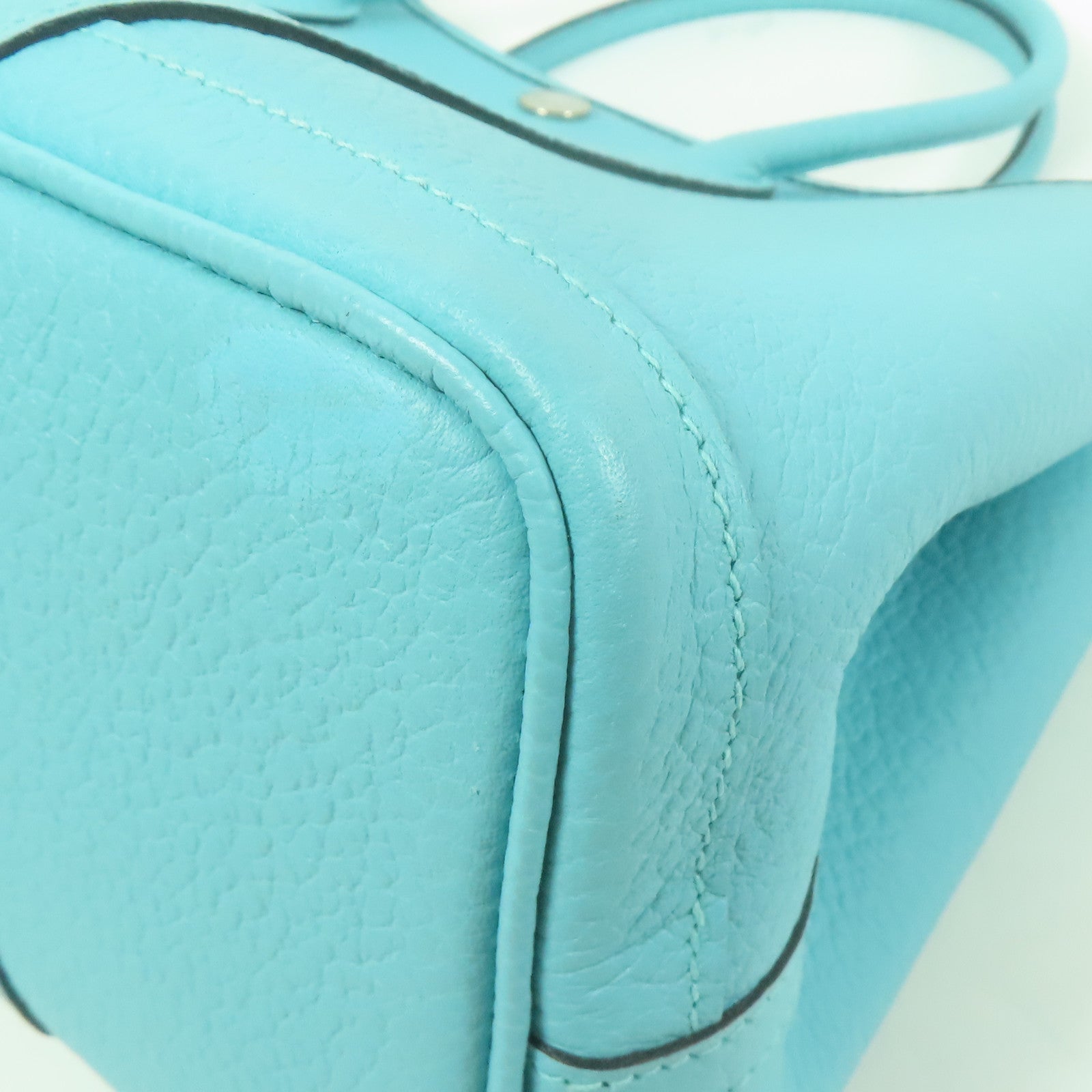 HERMES Negonda皮革Garden Party TPM銀扣手挽袋Bleu Atoll