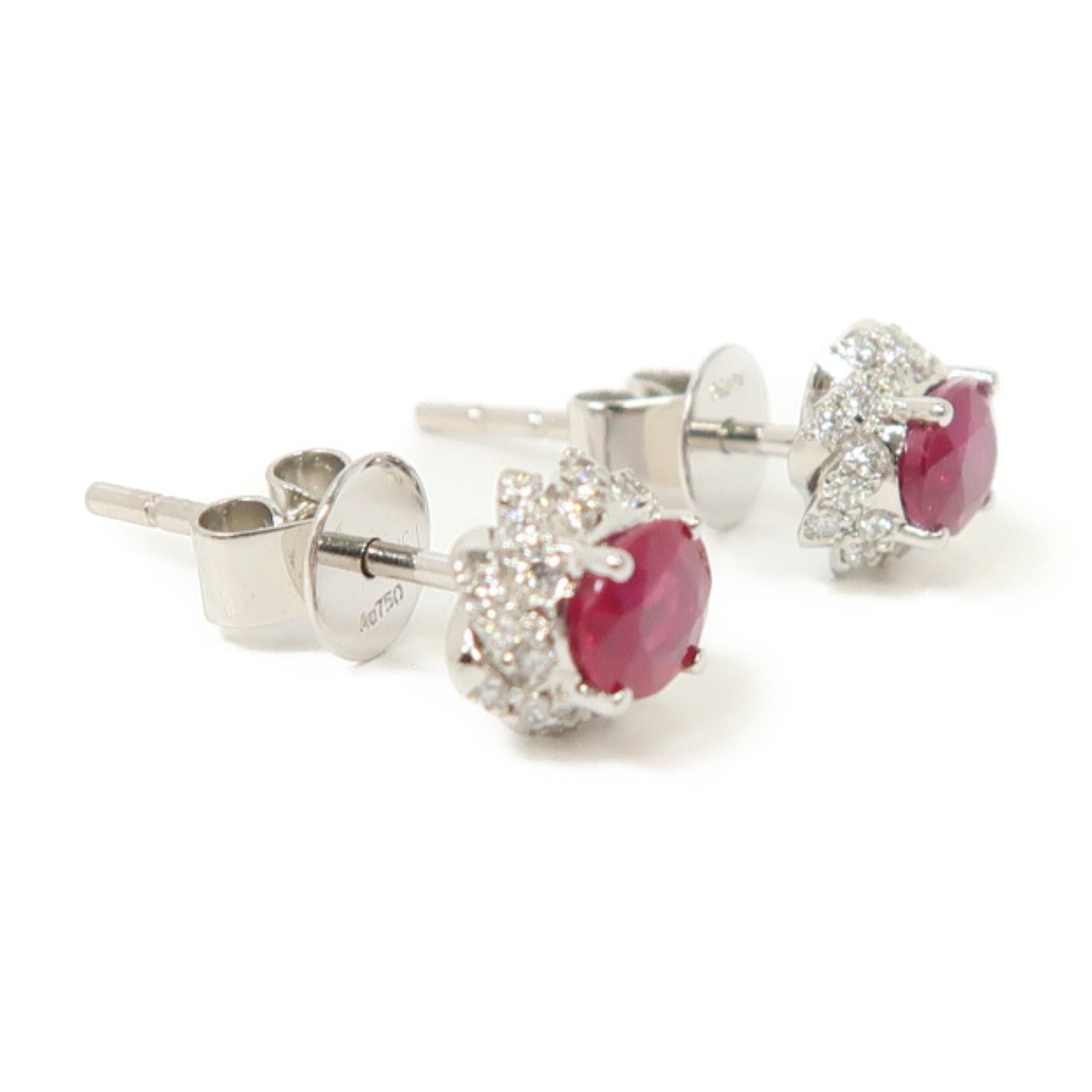 JEWELRY 【激減優惠】18K白金Ruby Diamond Earrings 0.86ct紅寶石/0.18ct鑽石耳環紅色/銀色