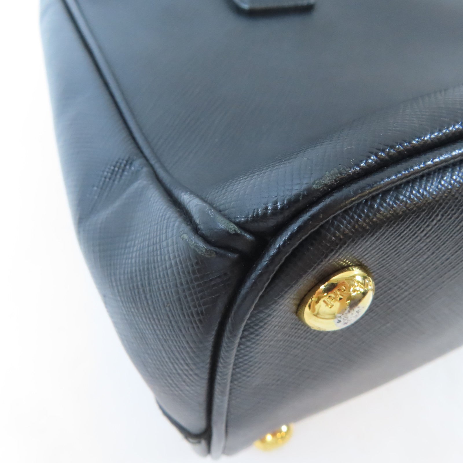 PRADA 牛皮皮革Galleria Bag金扣手挽肩背兩用袋黑色
