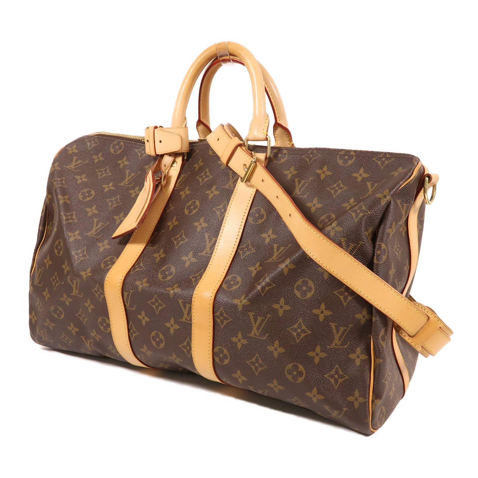 LOUIS VUITTON Monogram Keepall Bandouliere 45金扣手挽肩背兩用袋啡色