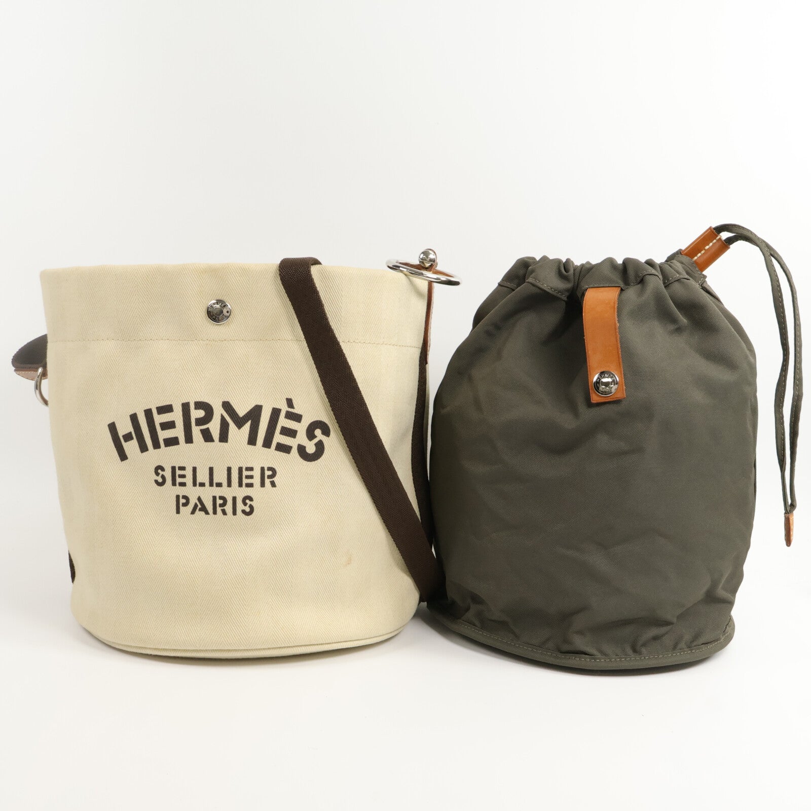 HERMES 聚酯纖維/棉質Sac De Pangsage Bucket肩背袋