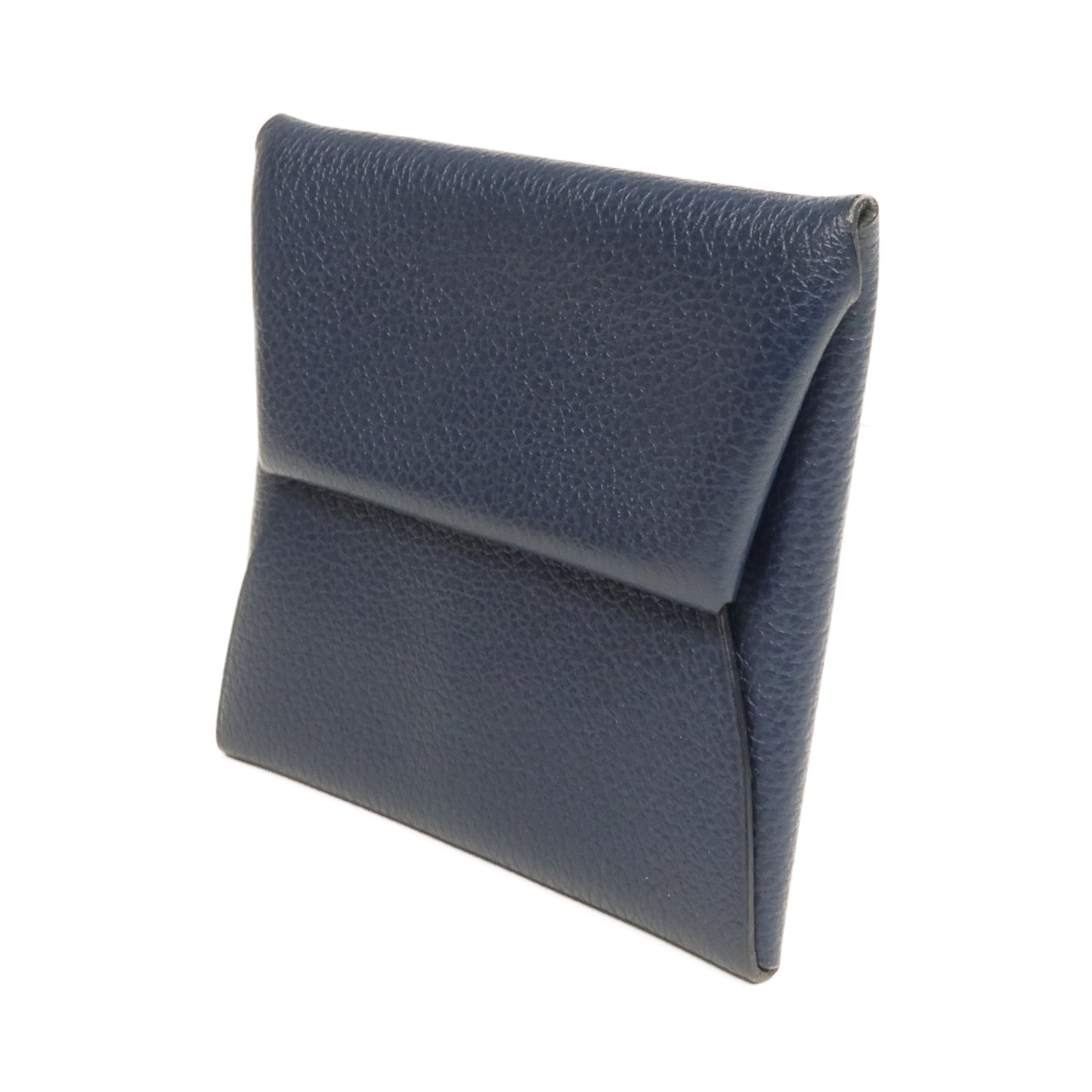 HERMES 【激減優惠】Evercolor皮革Bastia銀扣零錢包Bleu Nuit