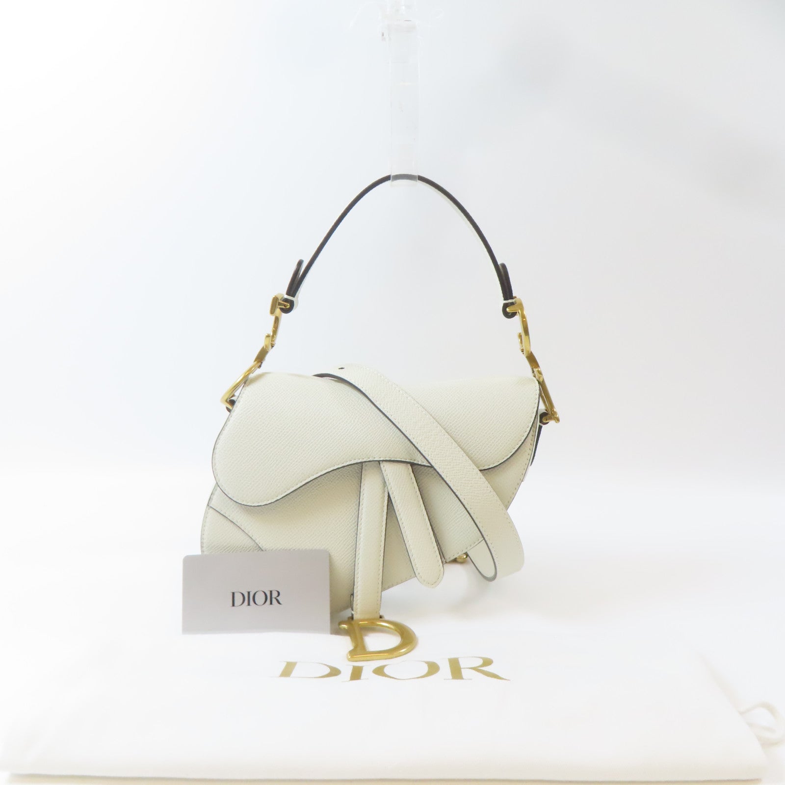 Dior 【激減優惠】牛皮皮革Mini Saddle Bag金扣手挽肩背兩用袋白色
