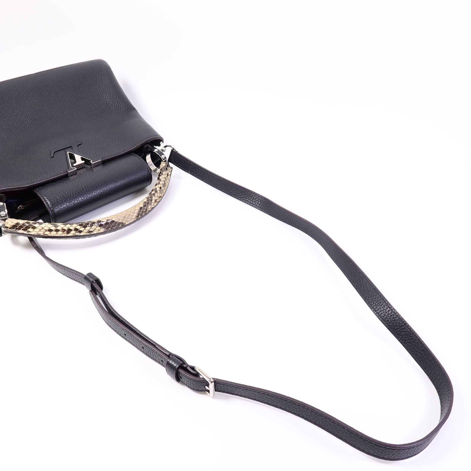 LOUIS VUITTON 牛皮/蛇皮皮革Capucines MM手挽肩背兩用袋