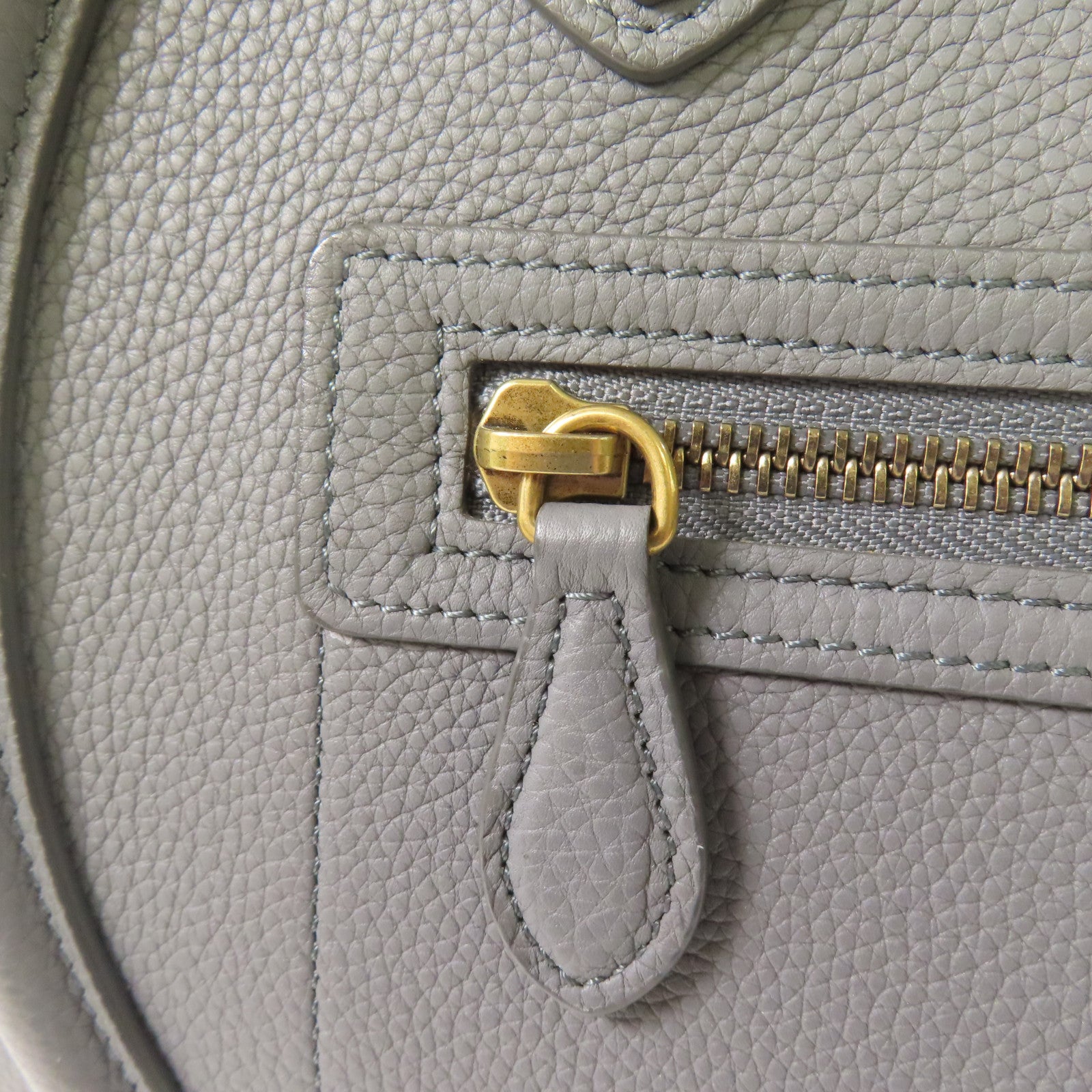 CELINE 牛皮皮革Micro Luggage金扣手挽袋灰色