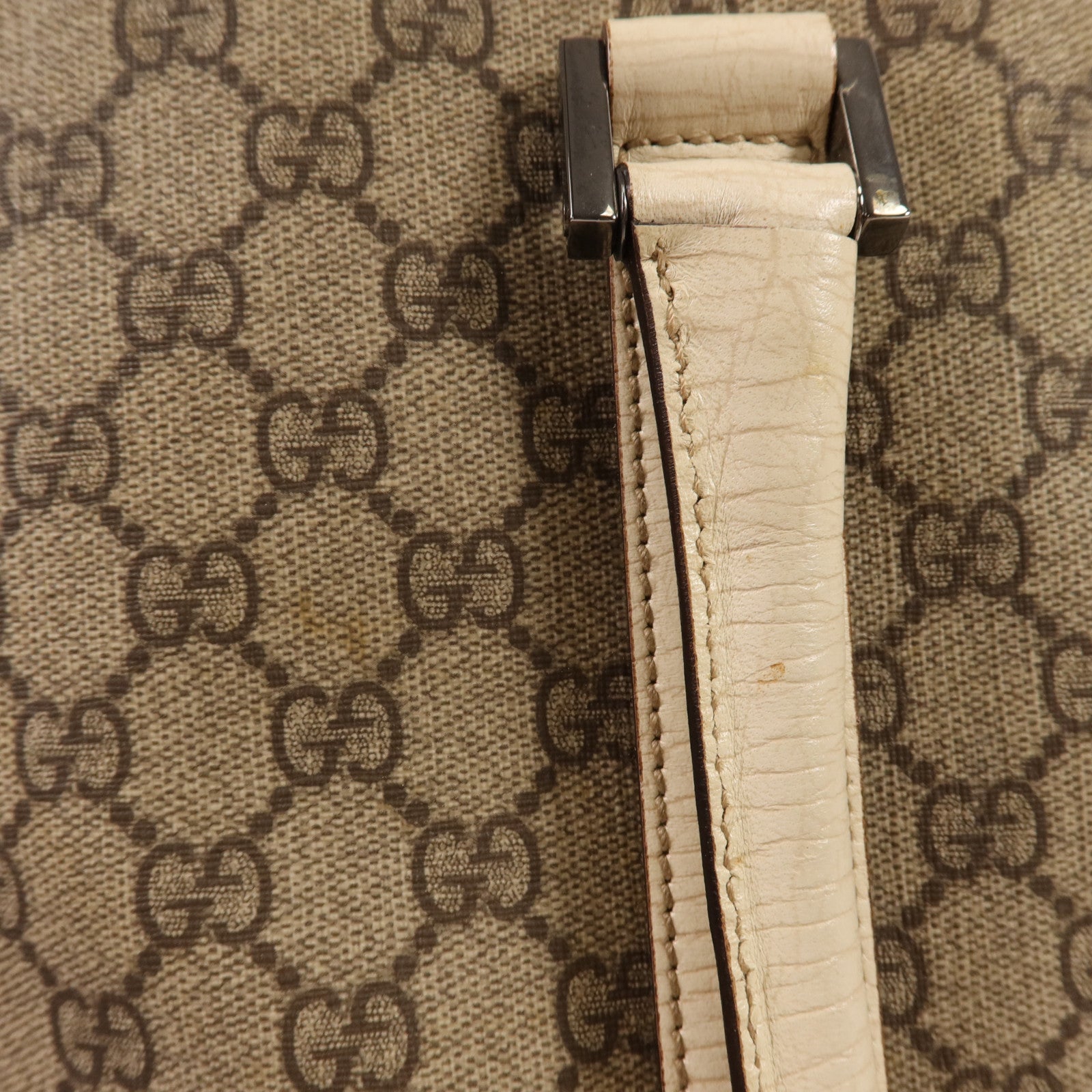 GUCCI 塗層帆布Tote Bag銀扣肩背袋