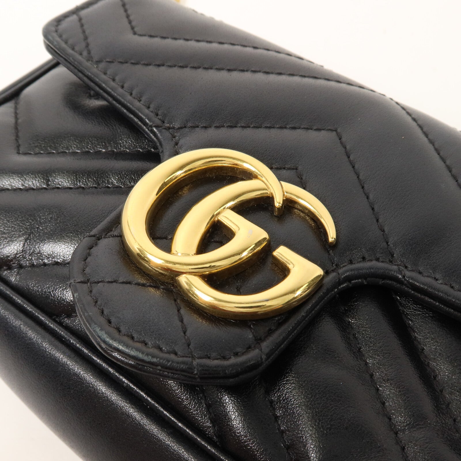 GUCCI 牛皮皮革GG Marmont Super Mini鏈帶肩背袋