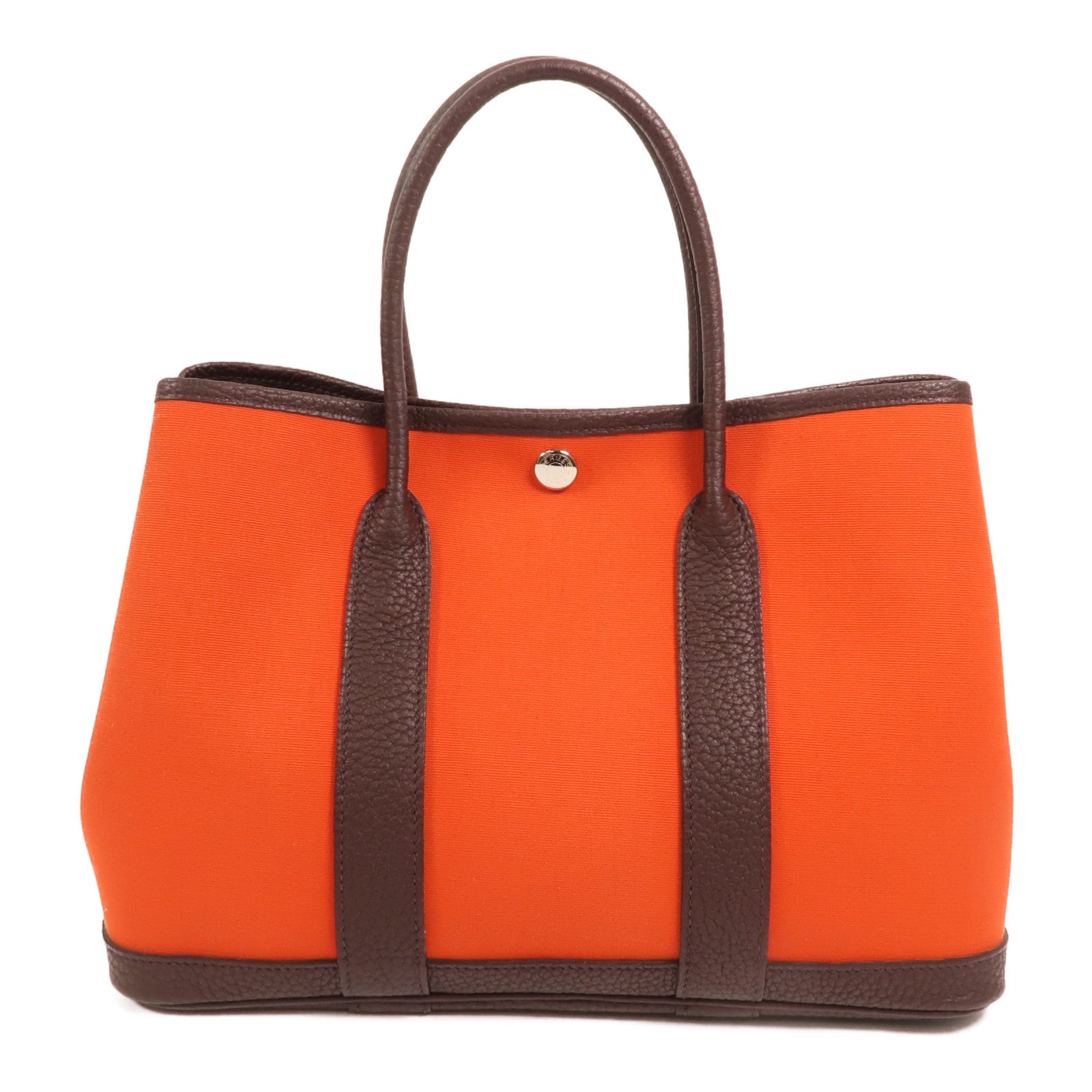 HERMES 帆布Garden Party TPM銀扣手挽袋Cuivre