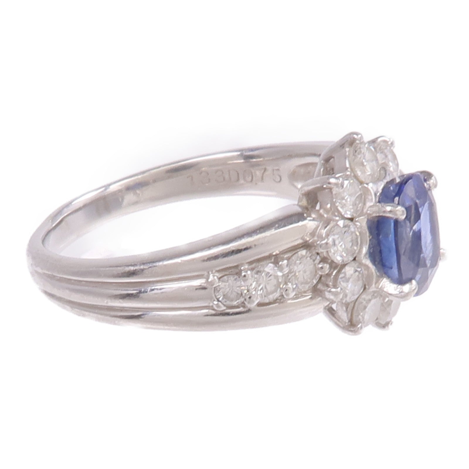 JEWELRY PT900鉑金Sapphire Diamond Ring藍寶石/鑽石戒指US#7.75