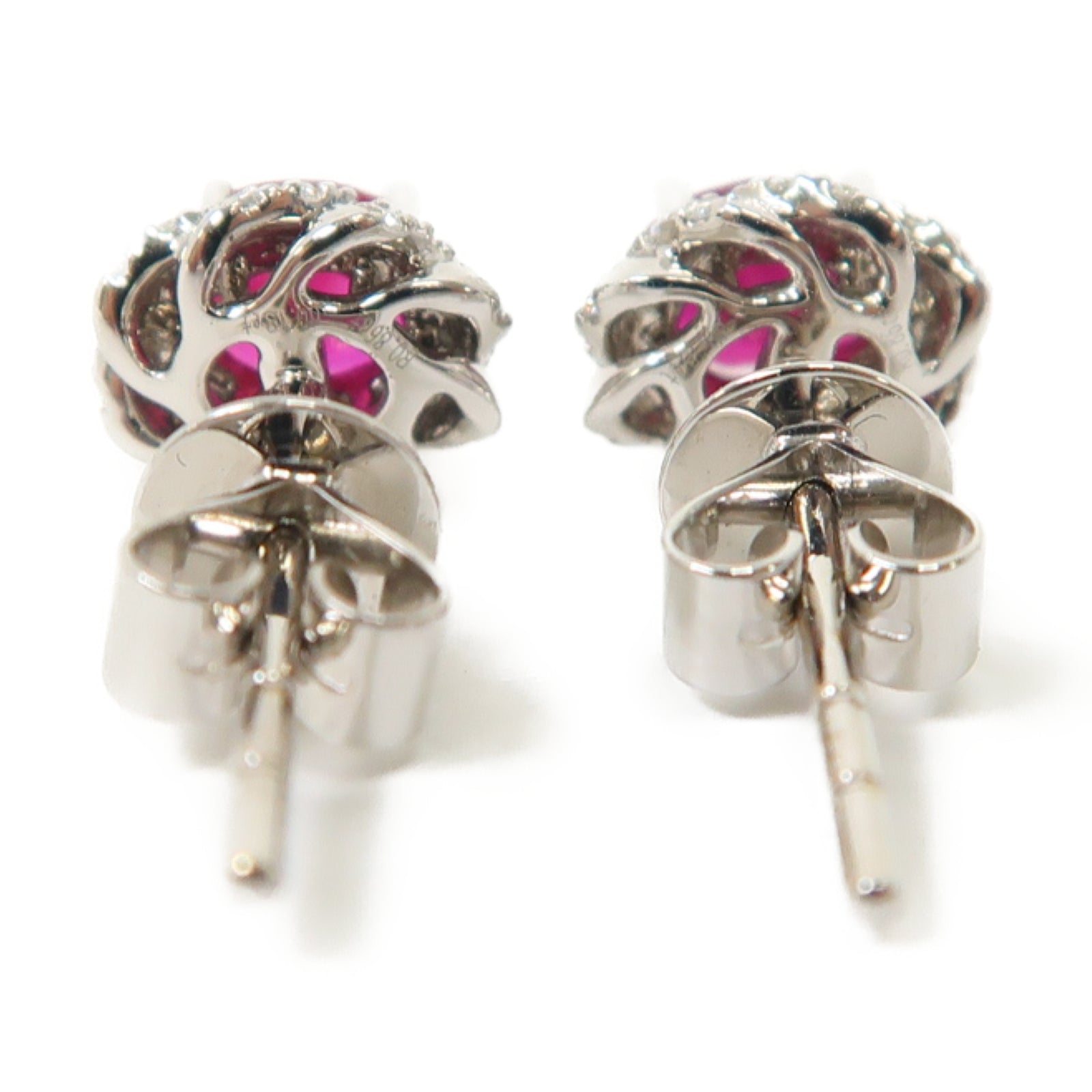 JEWELRY 【激減優惠】18K白金Ruby Diamond Earrings 0.86ct紅寶石/0.18ct鑽石耳環紅色/銀色
