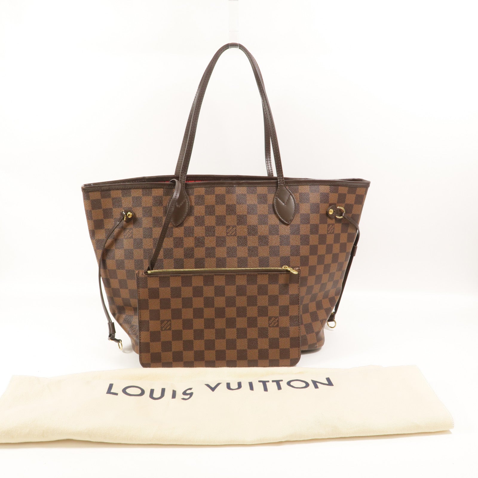 LOUIS VUITTON Damier Neverfull MM金扣手挽袋/肩背袋