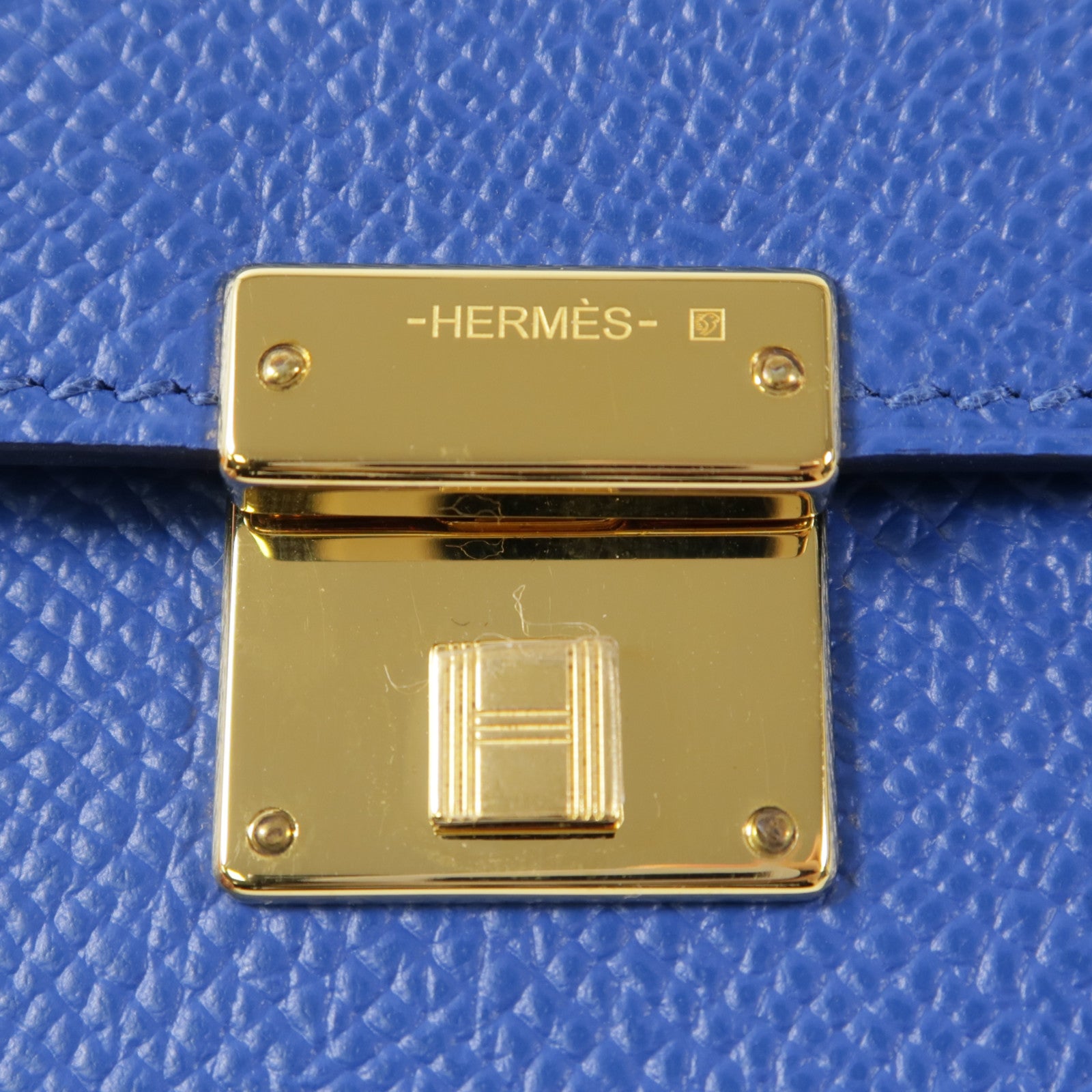 HERMES 【激減優惠】Epsom皮革Clic 16金扣肩背袋71 Bleu France/73 Sapphire