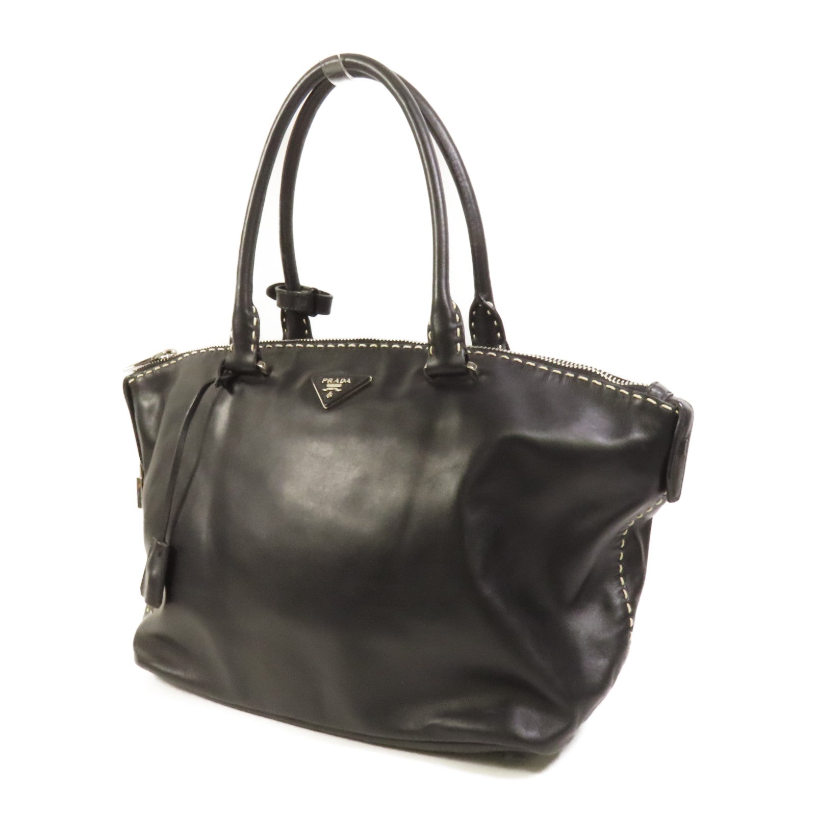 PRADA 牛皮皮革Handbag銀扣手挽袋