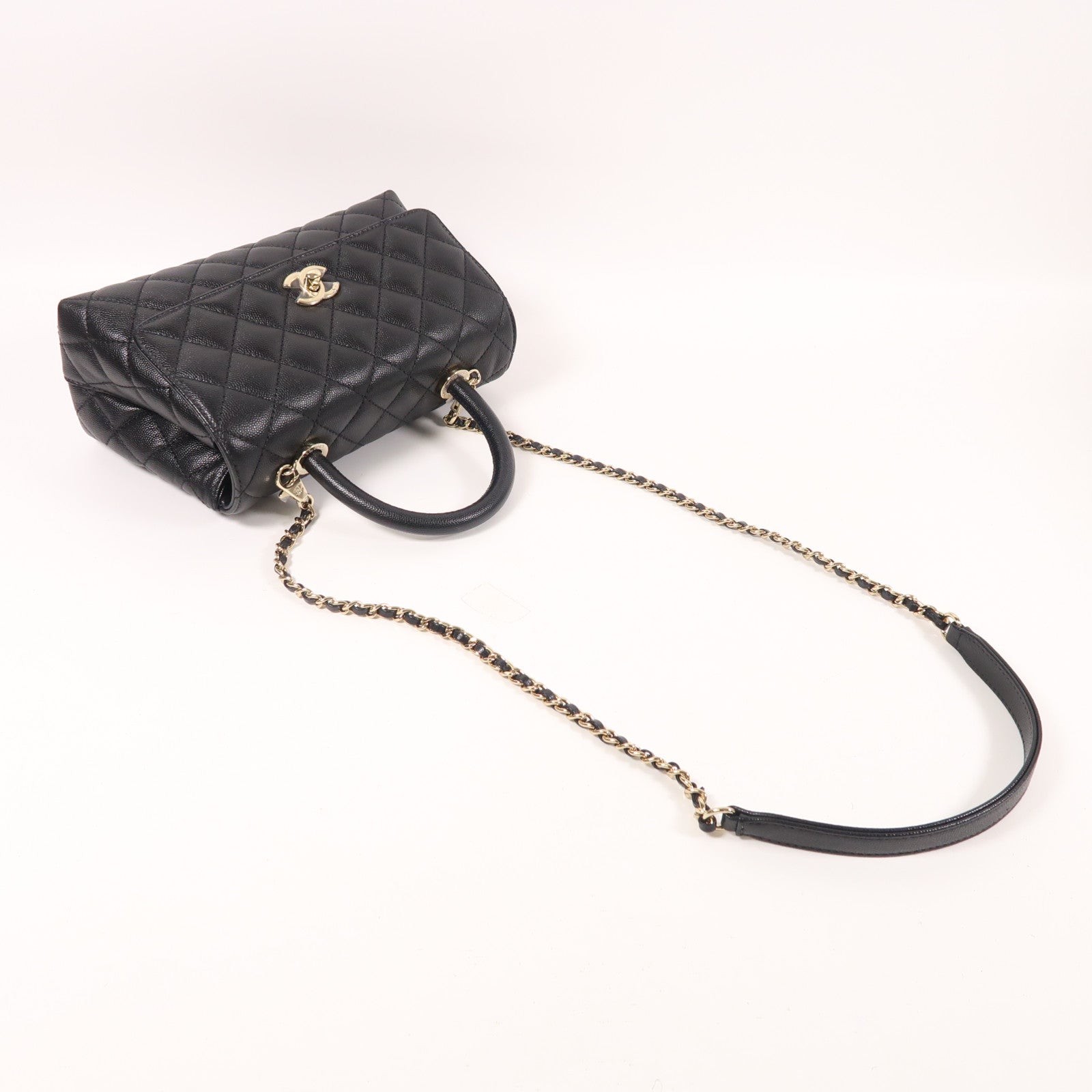 CHANEL 牛皮皮革Coco Handle Small金扣手挽肩背兩用袋