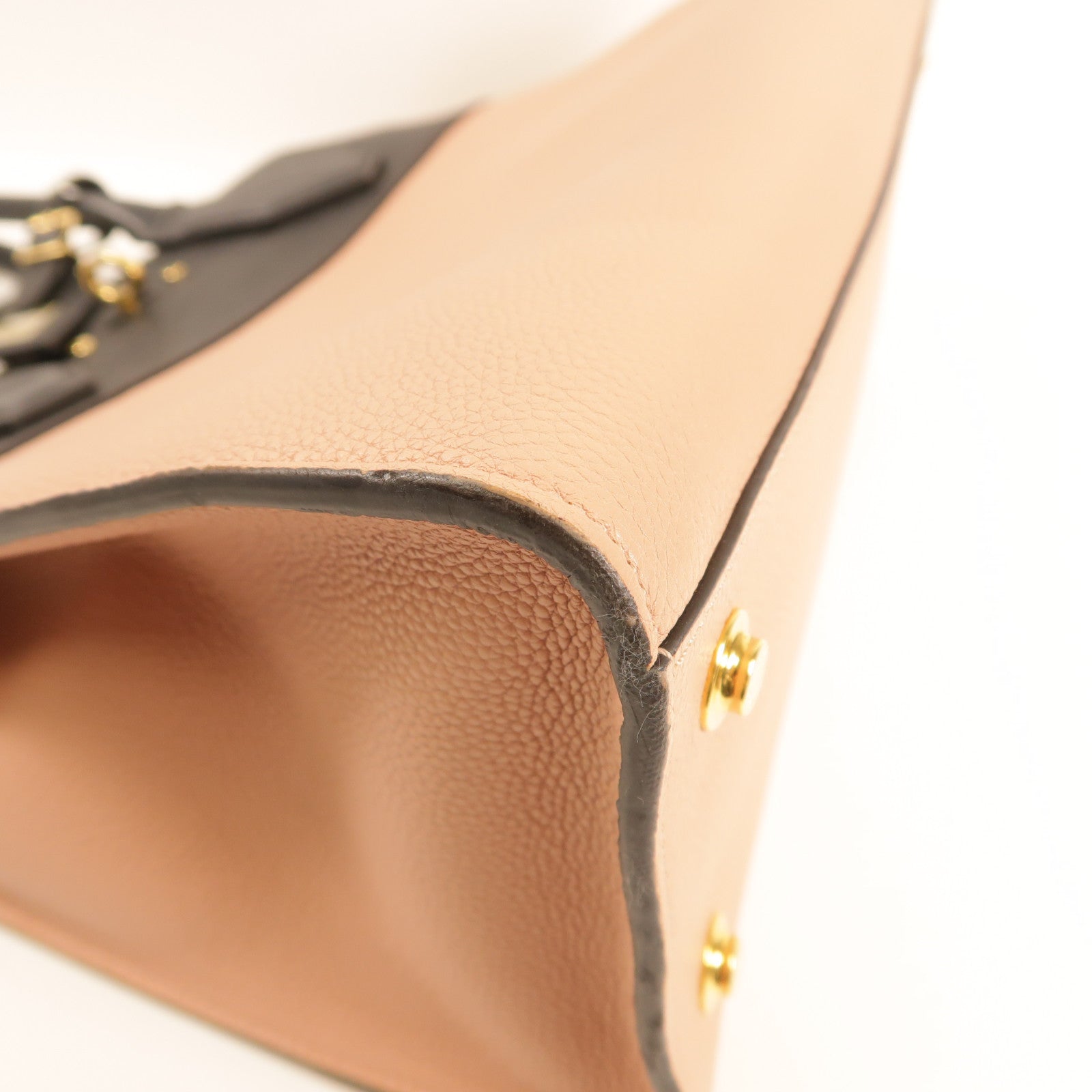 LOUIS VUITTON 牛皮皮革City Steamer MM金扣手挽肩背兩用袋粉紅色/黑色