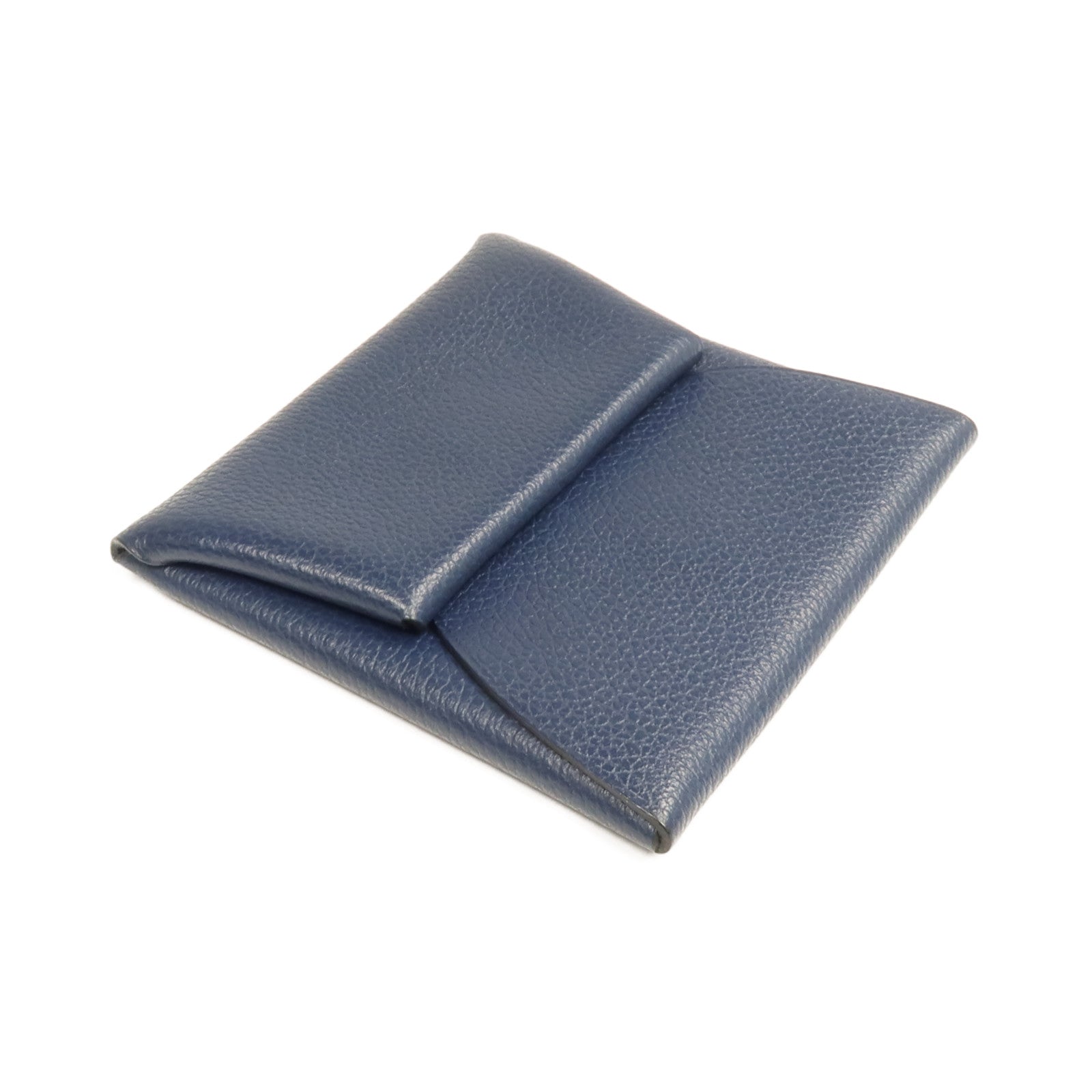 HERMES 【激減優惠】Evercolor皮革Bastia銀扣零錢包Bleu Nuit