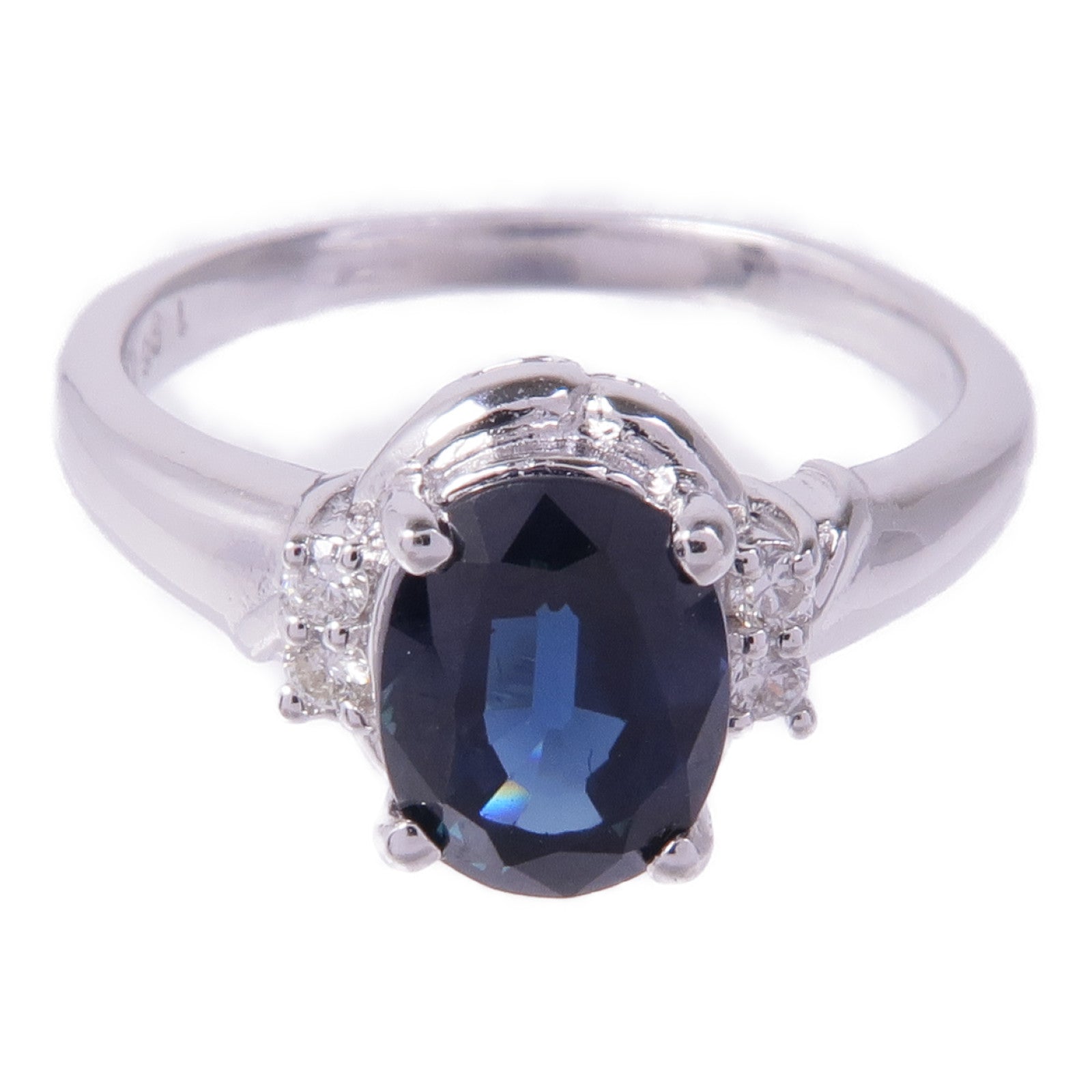 JEWELRY 18K白金Sapphire Diamond Ring藍寶石/鑽石戒指US#7.25