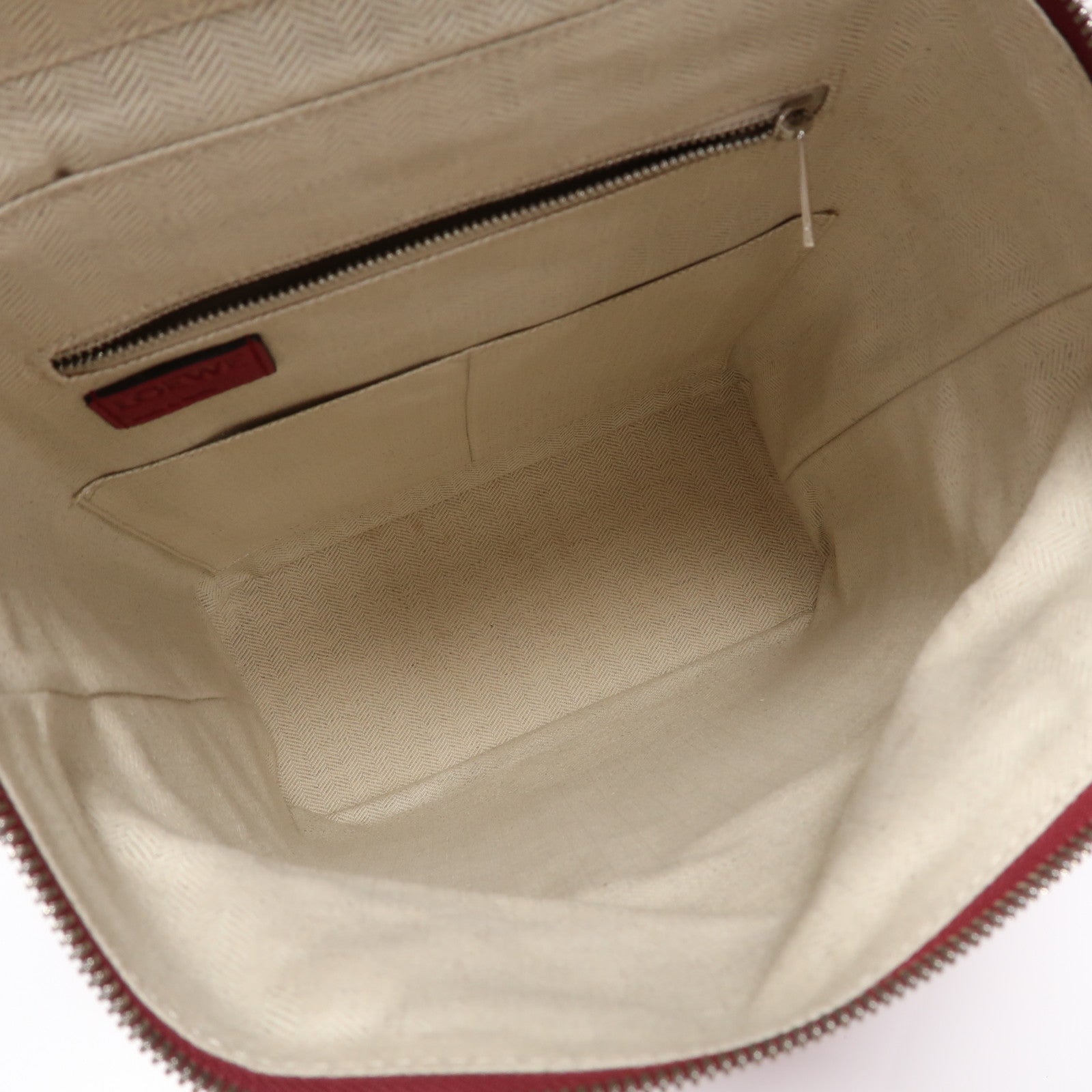 LOEWE 【激減優惠】牛皮皮革Backpack銀扣背包紅色