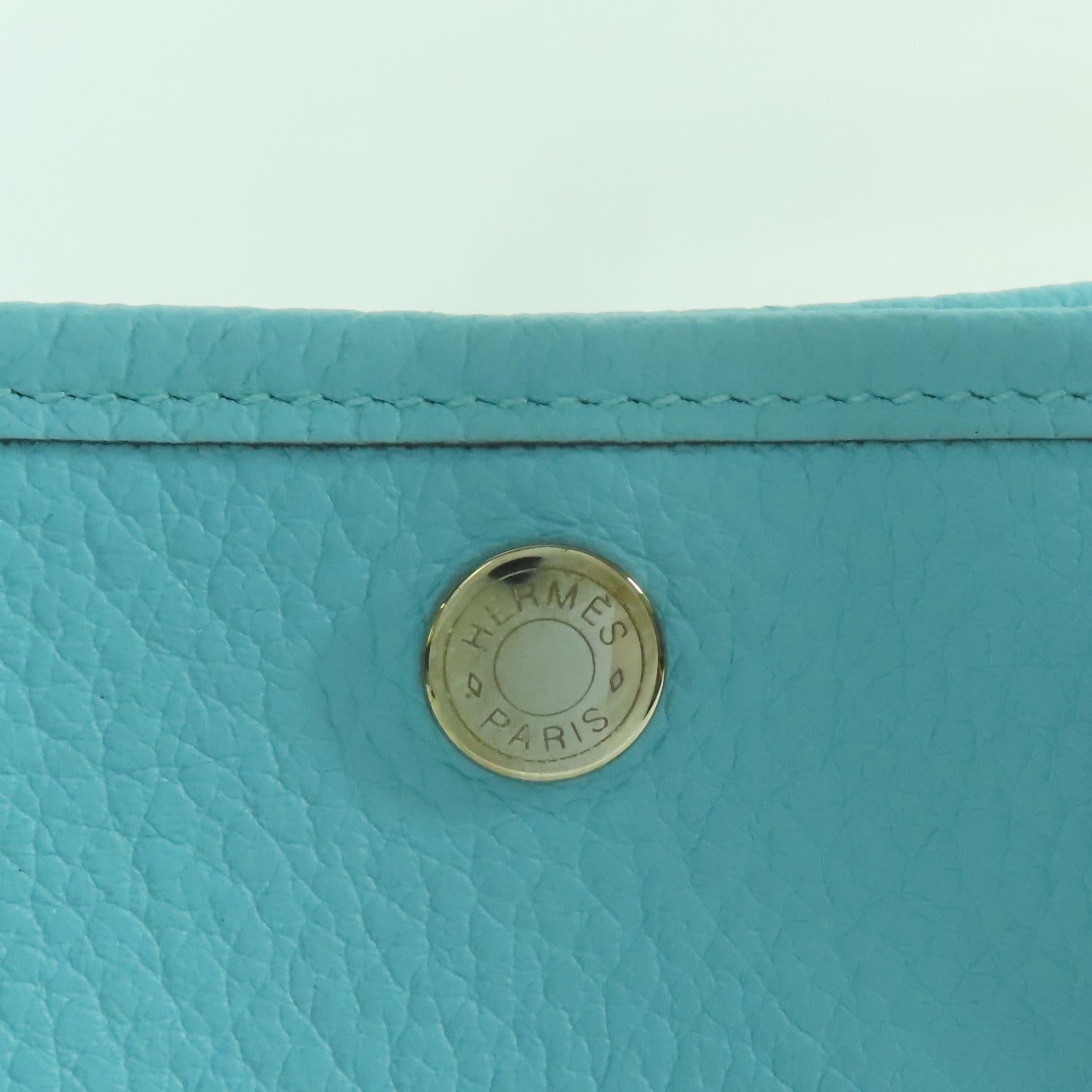 HERMES Negonda皮革Garden Party TPM銀扣手挽袋Bleu Atoll