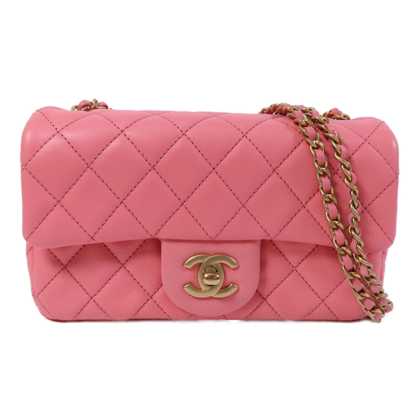 CHANEL 羊皮皮革Mini Flap Bag With Gold Ball金扣鏈帶肩背袋