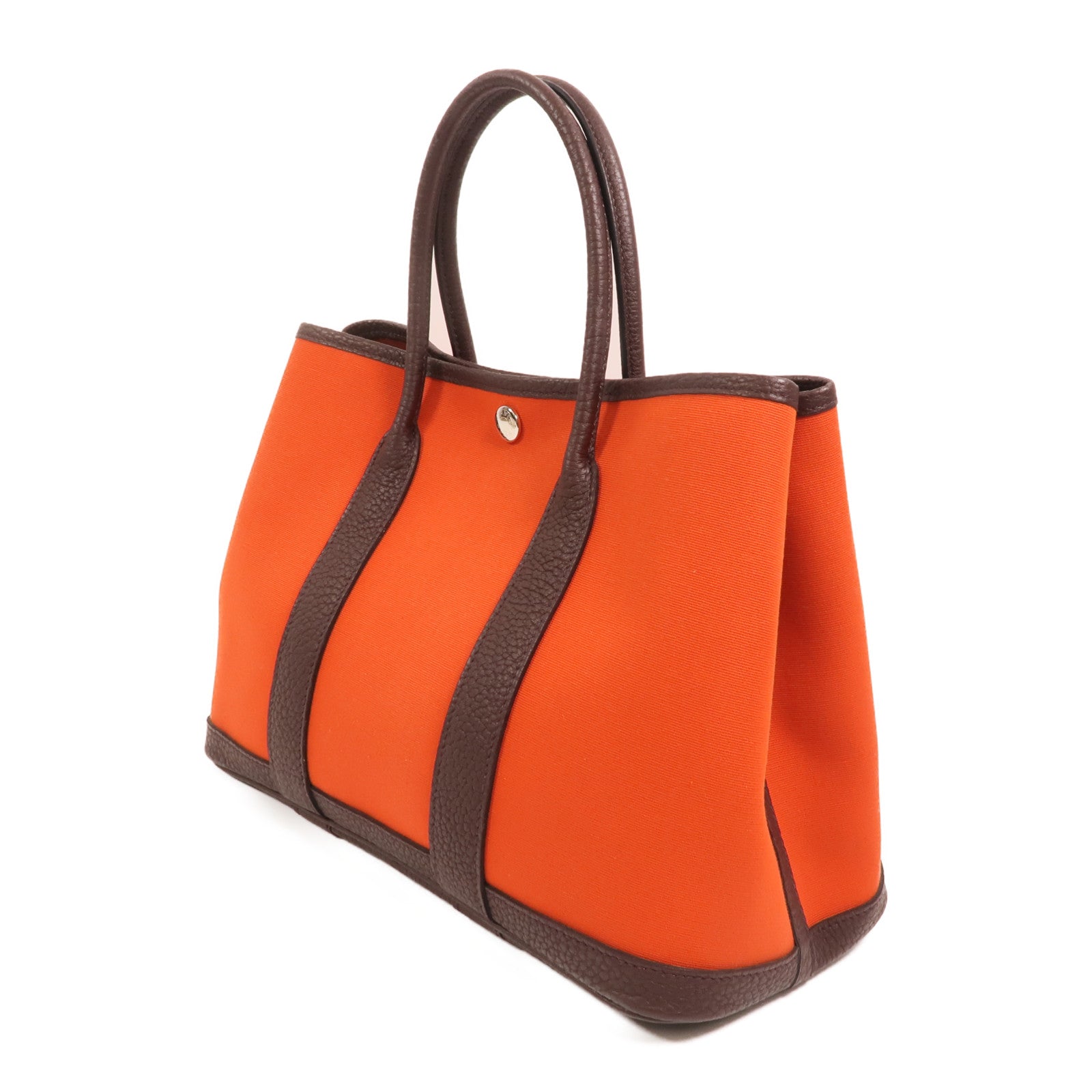 HERMES 帆布Garden Party TPM銀扣手挽袋Cuivre