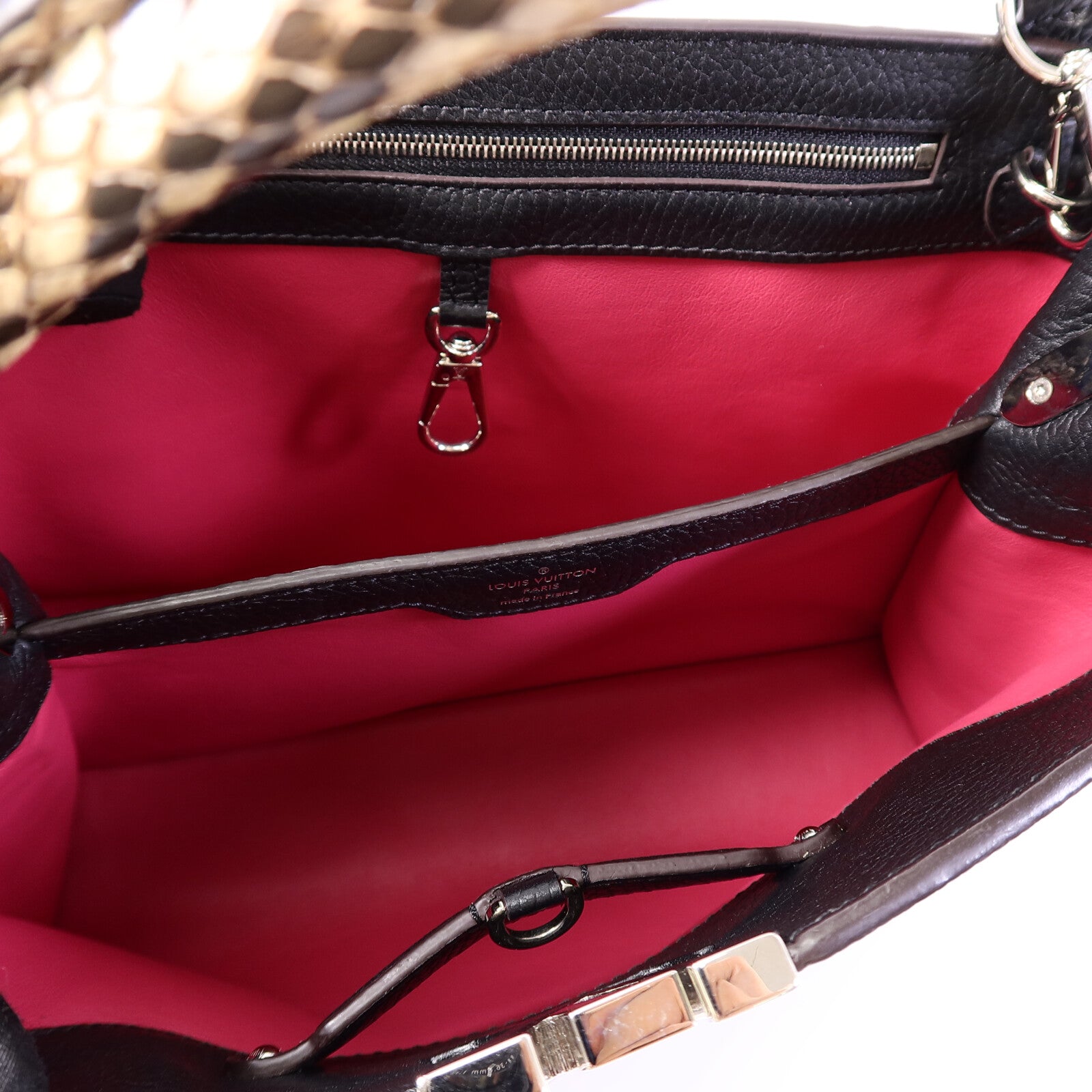 LOUIS VUITTON 牛皮/蛇皮皮革Capucines MM手挽肩背兩用袋