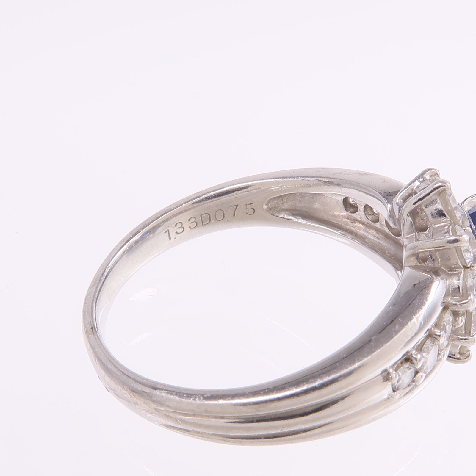 JEWELRY PT900鉑金Sapphire Diamond Ring藍寶石/鑽石戒指US#7.75