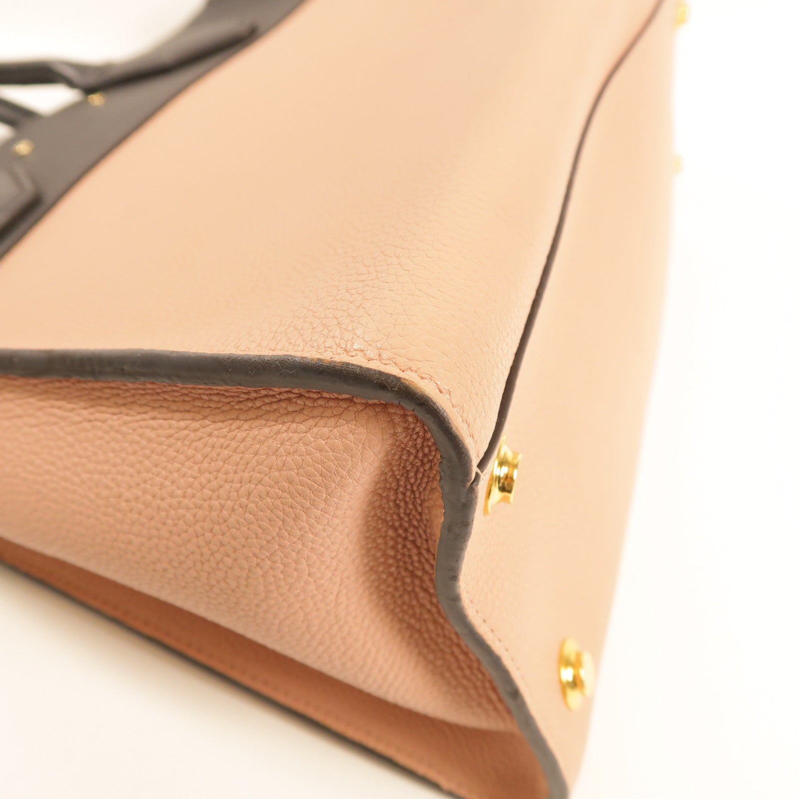 LOUIS VUITTON 牛皮皮革City Steamer MM金扣手挽肩背兩用袋粉紅色/黑色