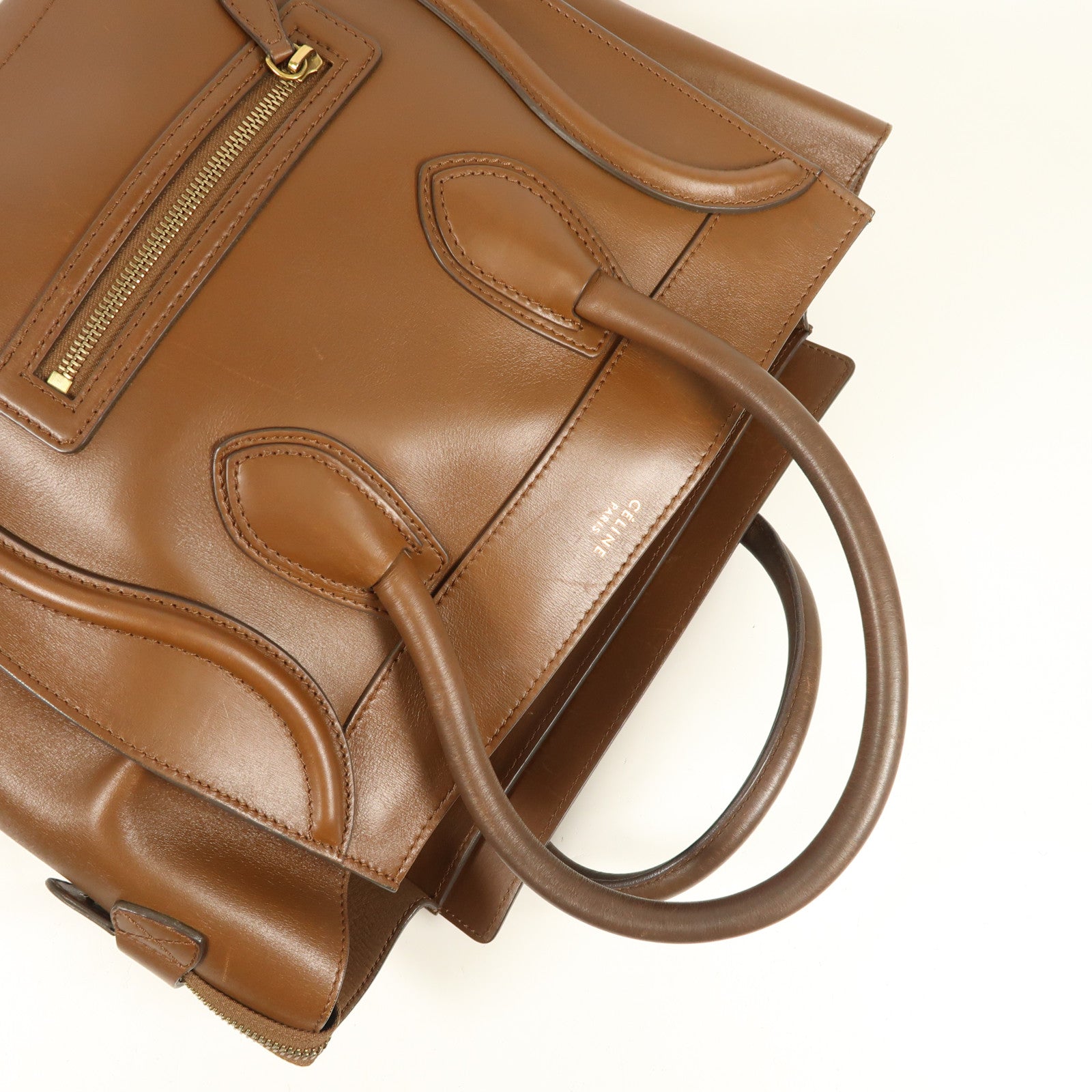 CELINE 牛皮皮革Luggage金扣手挽袋