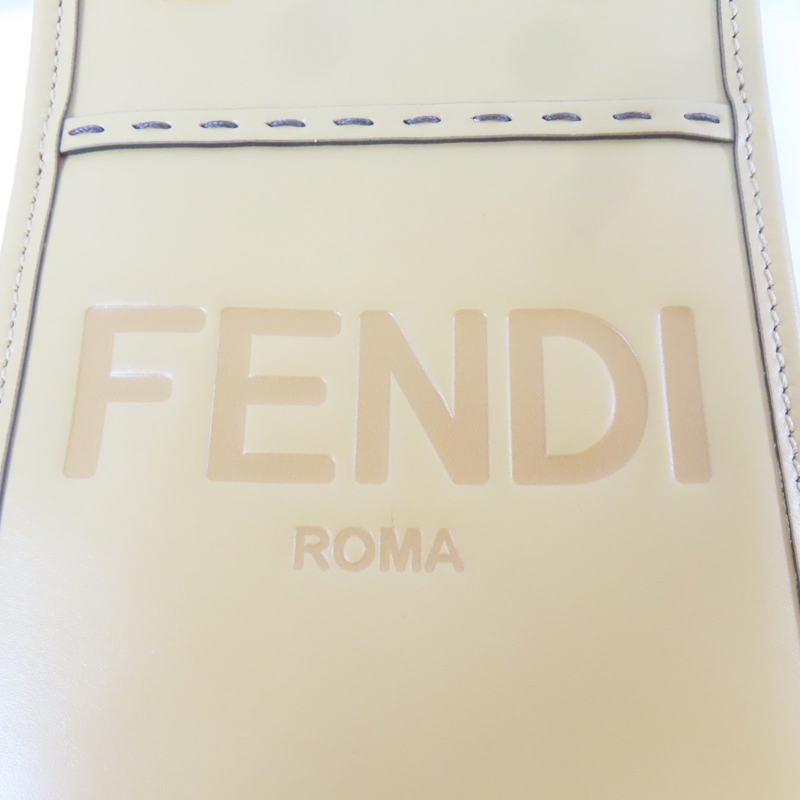FENDI 【激減優惠】牛皮皮革Mini Sunshine金扣手挽肩背兩用袋啡色