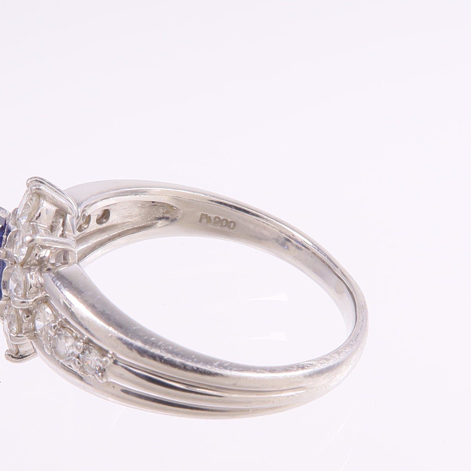 JEWELRY PT900鉑金Sapphire Diamond Ring藍寶石/鑽石戒指US#7.75