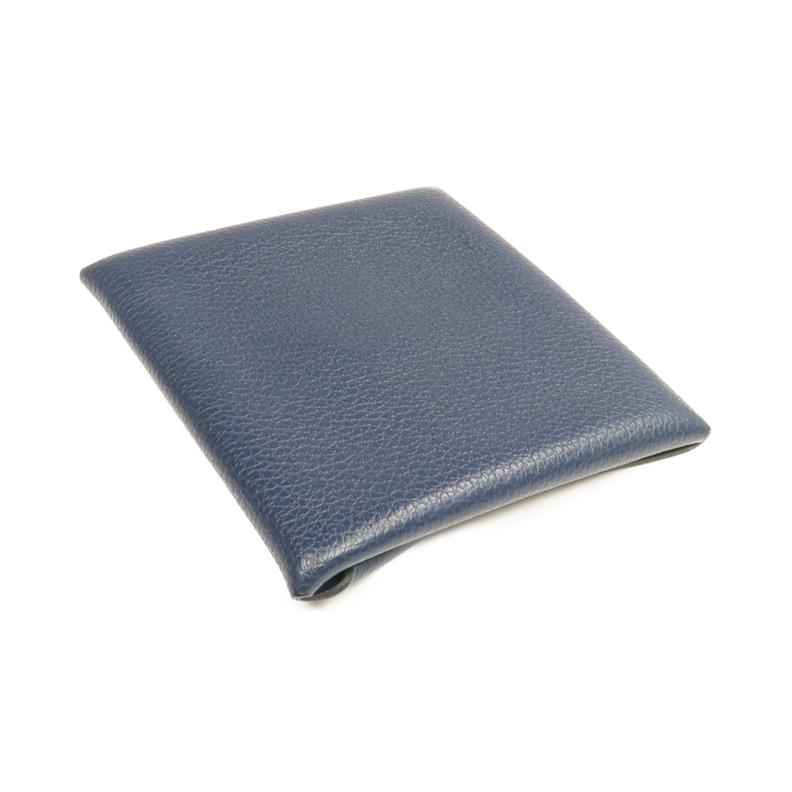 HERMES 【激減優惠】Evercolor皮革Bastia銀扣零錢包Bleu Nuit