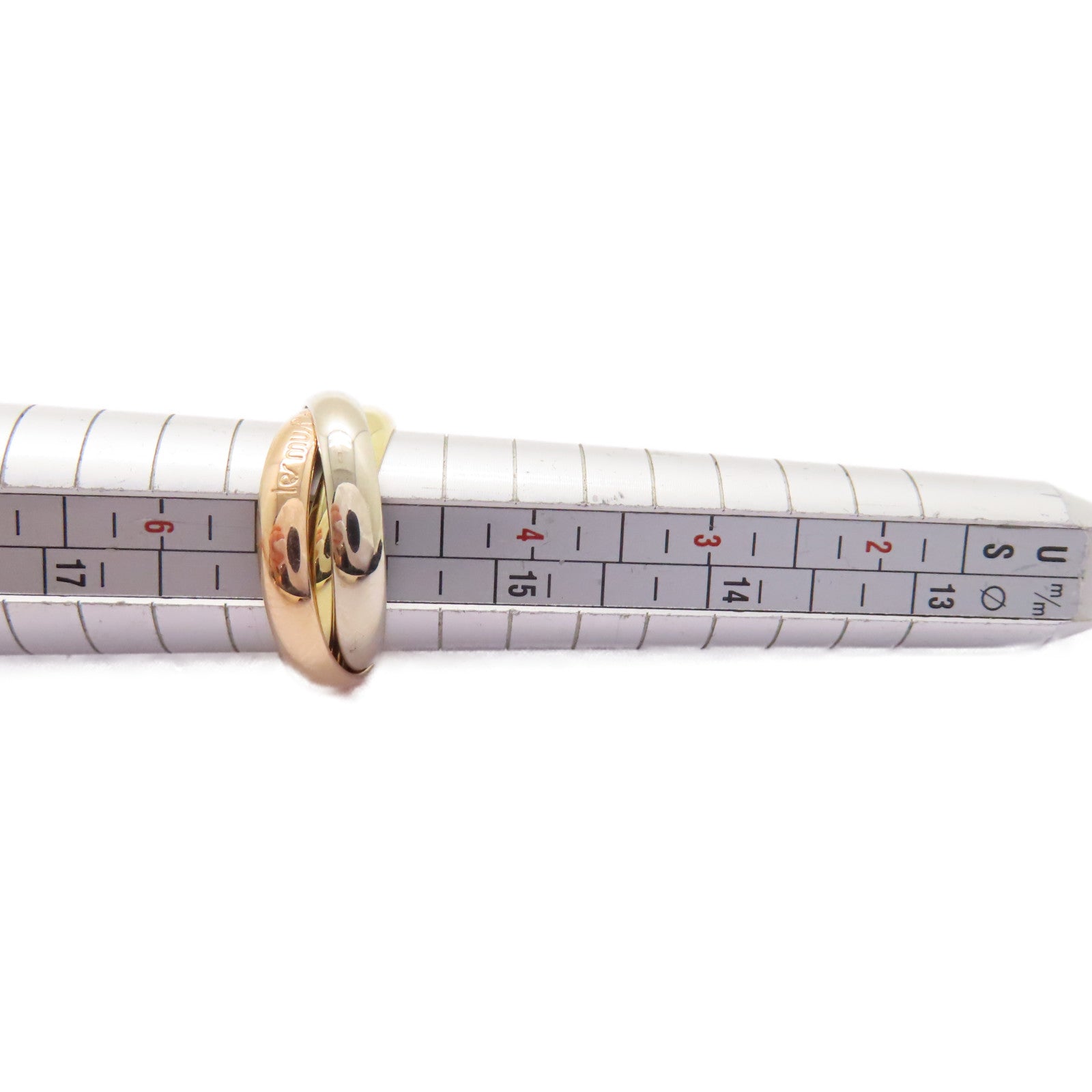 CARTIER 18K黃金/白金/玫瑰金Trinity Ring戒指US#5.25/Cartier#50