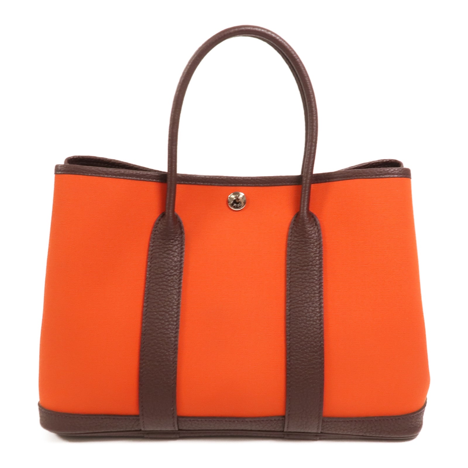 HERMES 帆布Garden Party TPM銀扣手挽袋Cuivre