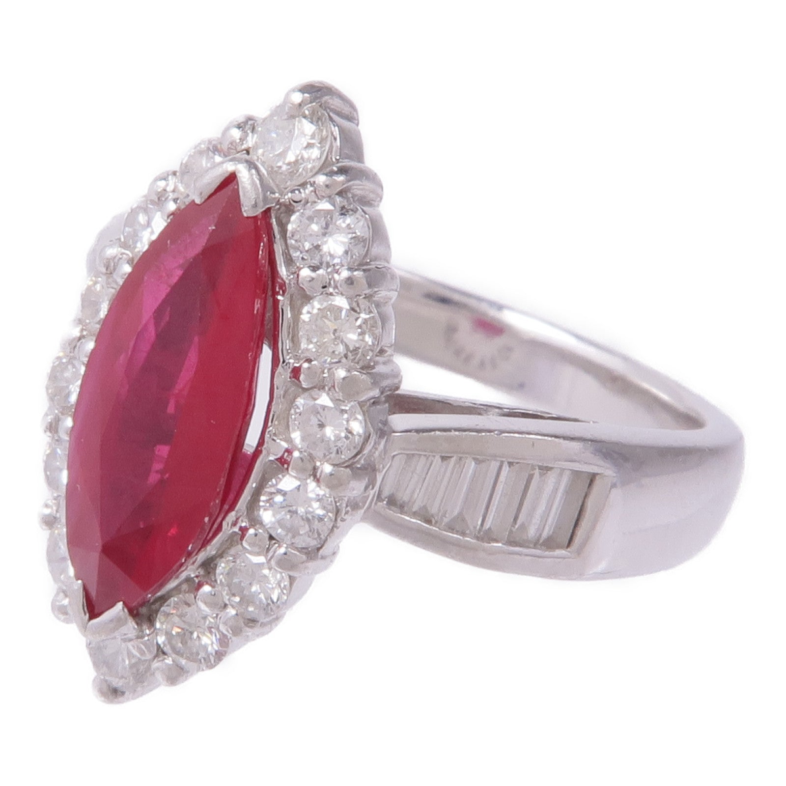 JEWELRY 【激減優惠】18K白金Ruby Diamond Ring紅寶石/鑽石戒指US#7.25