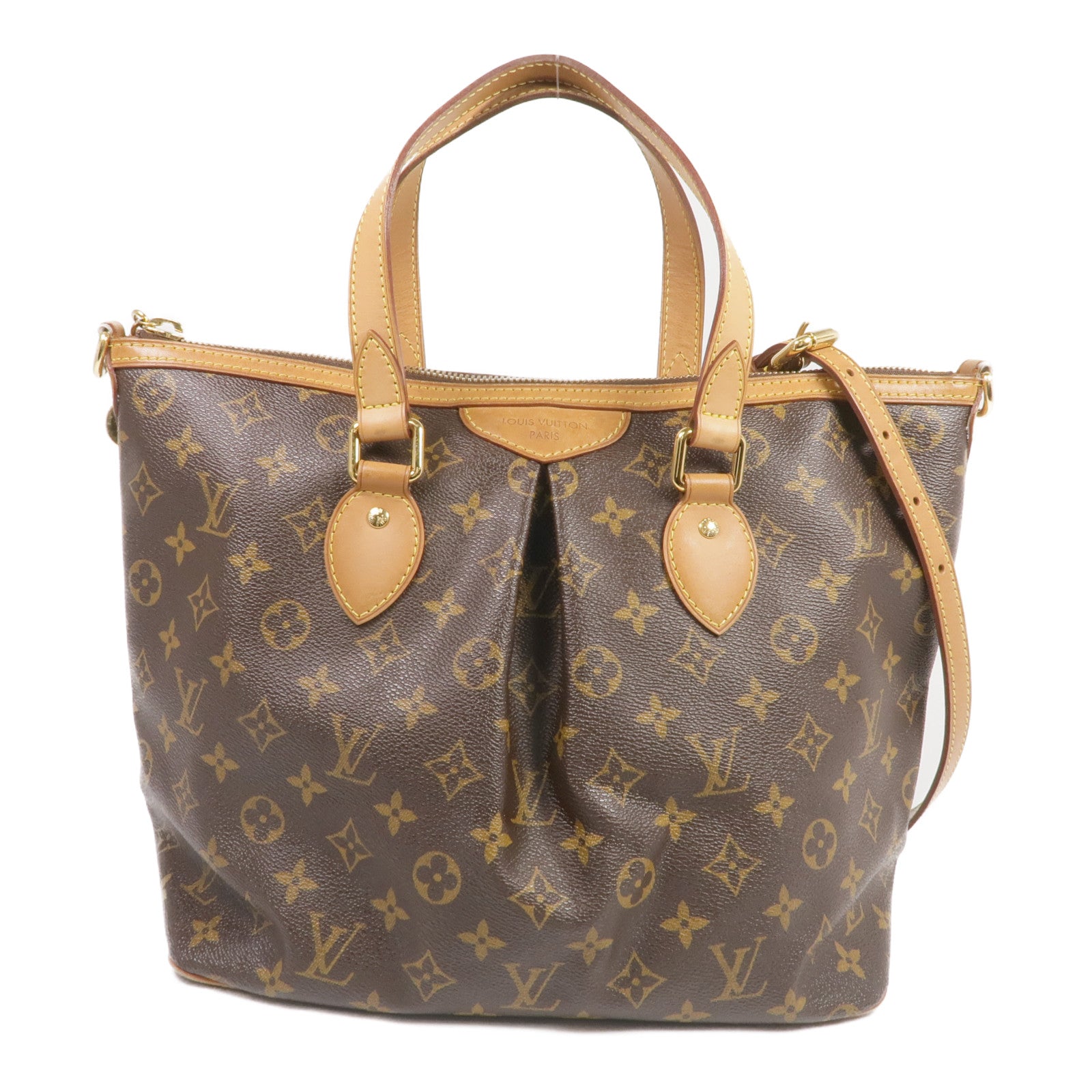 LOUIS VUITTON Monogram Palermo PM金扣手挽肩背兩用袋棕色