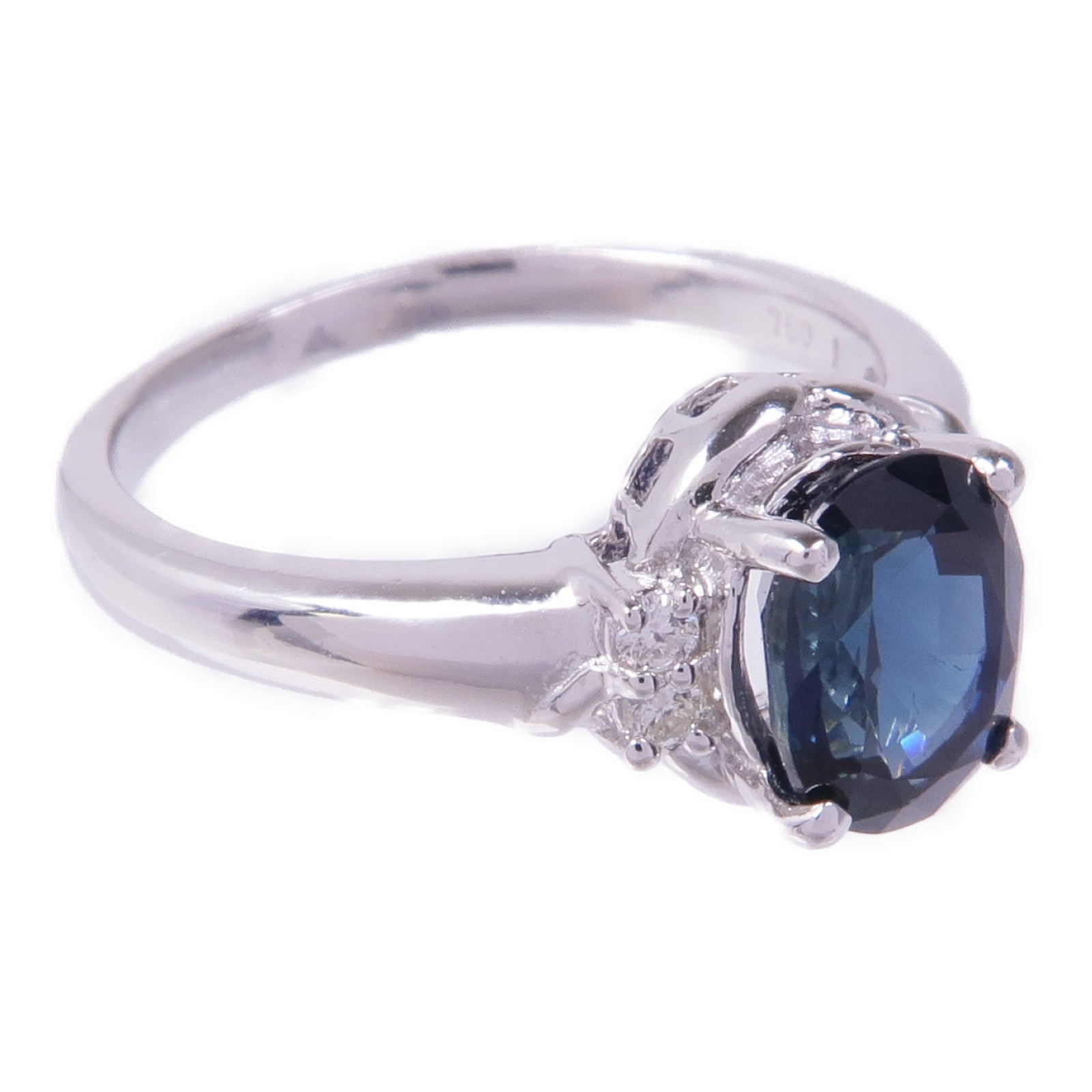 JEWELRY 18K白金Sapphire Diamond Ring藍寶石/鑽石戒指US#7.25