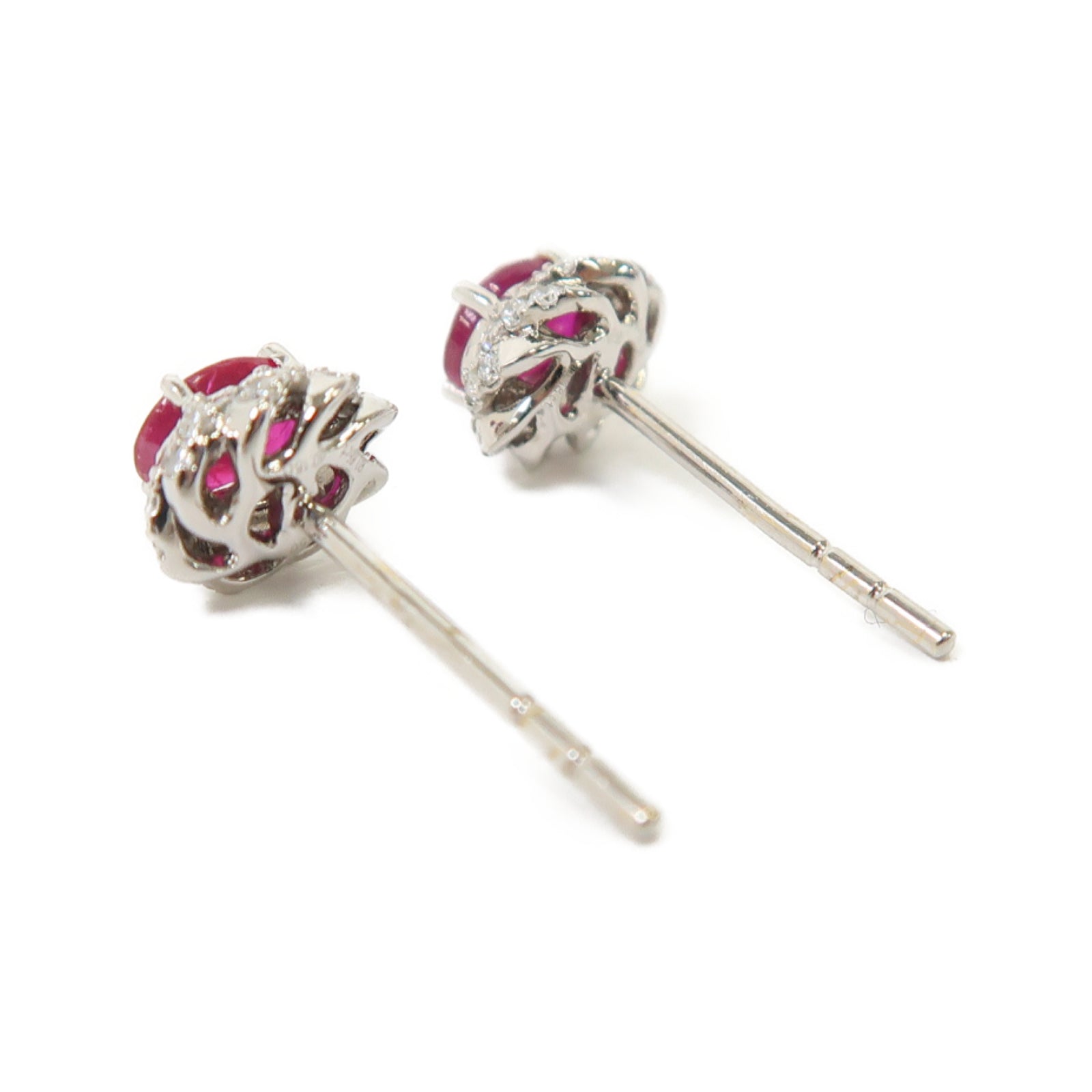 JEWELRY 【激減優惠】18K白金Ruby Diamond Earrings 0.86ct紅寶石/0.18ct鑽石耳環紅色/銀色