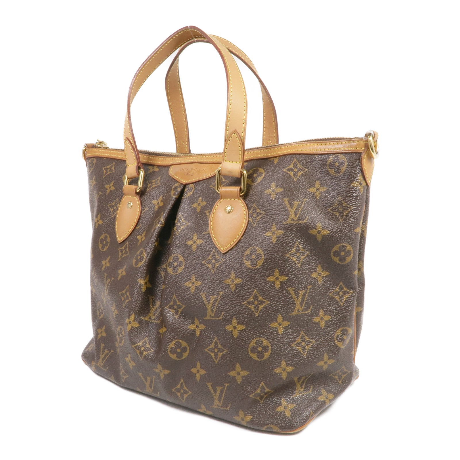 LOUIS VUITTON Monogram Palermo PM金扣手挽肩背兩用袋棕色