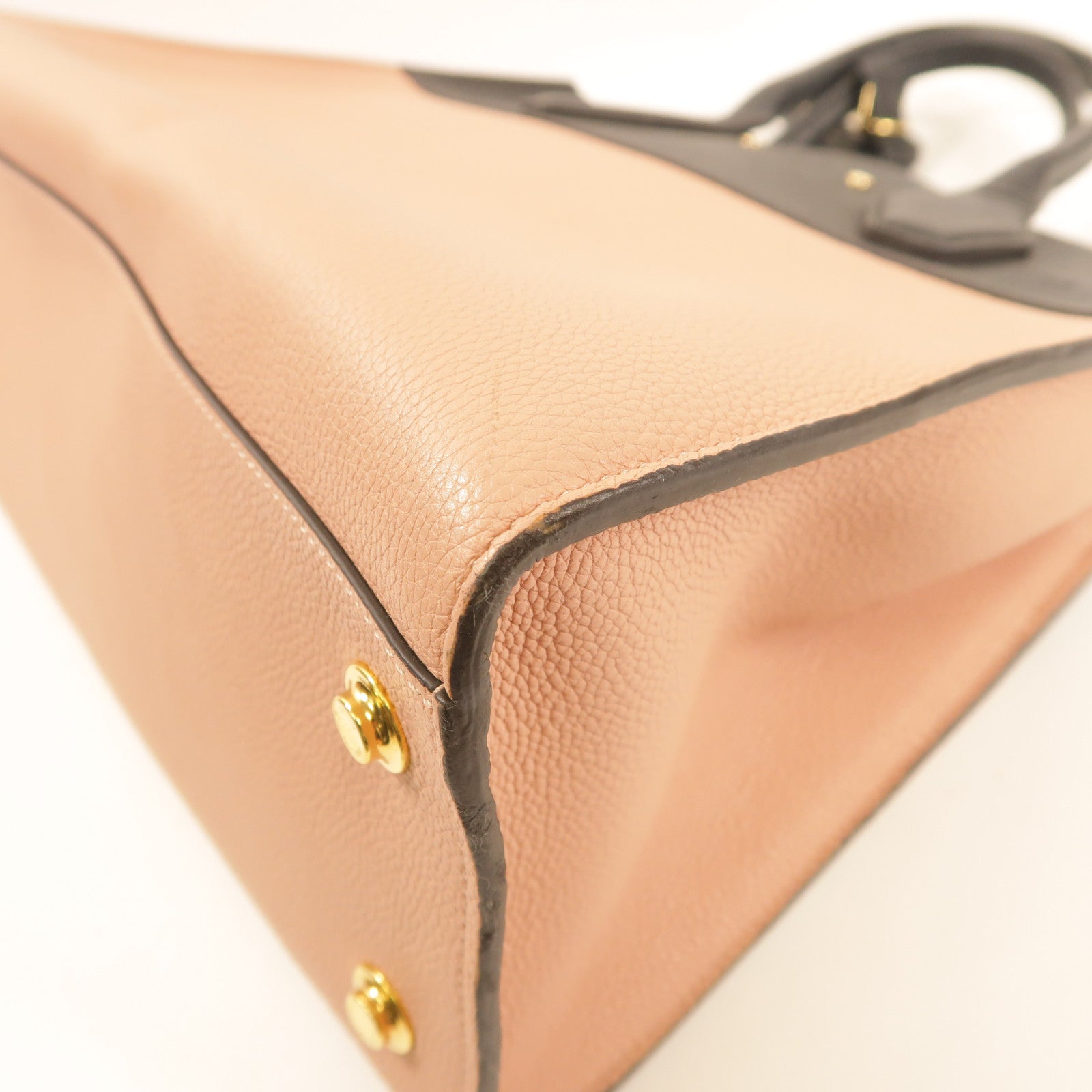 LOUIS VUITTON 牛皮皮革City Steamer MM金扣手挽肩背兩用袋粉紅色/黑色