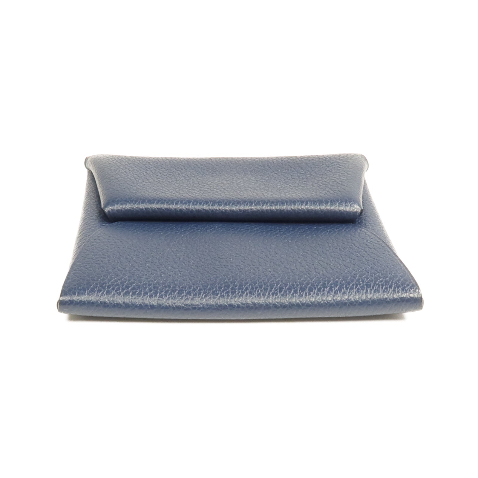 HERMES 【激減優惠】Evercolor皮革Bastia銀扣零錢包Bleu Nuit