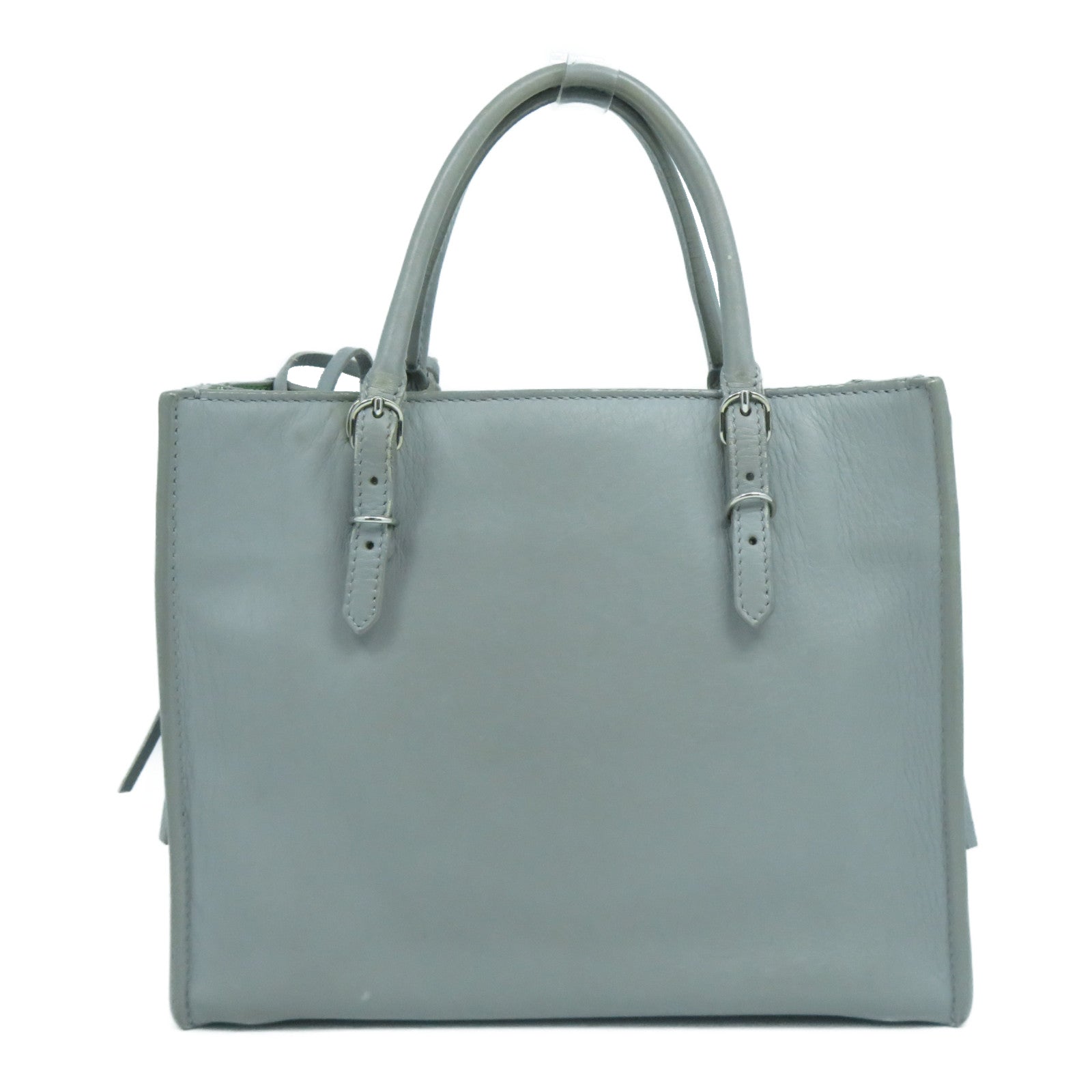 BALENCIAGA 【激減優惠】羊皮皮革Mini Zip Papier銀扣手挽肩背兩用袋灰色