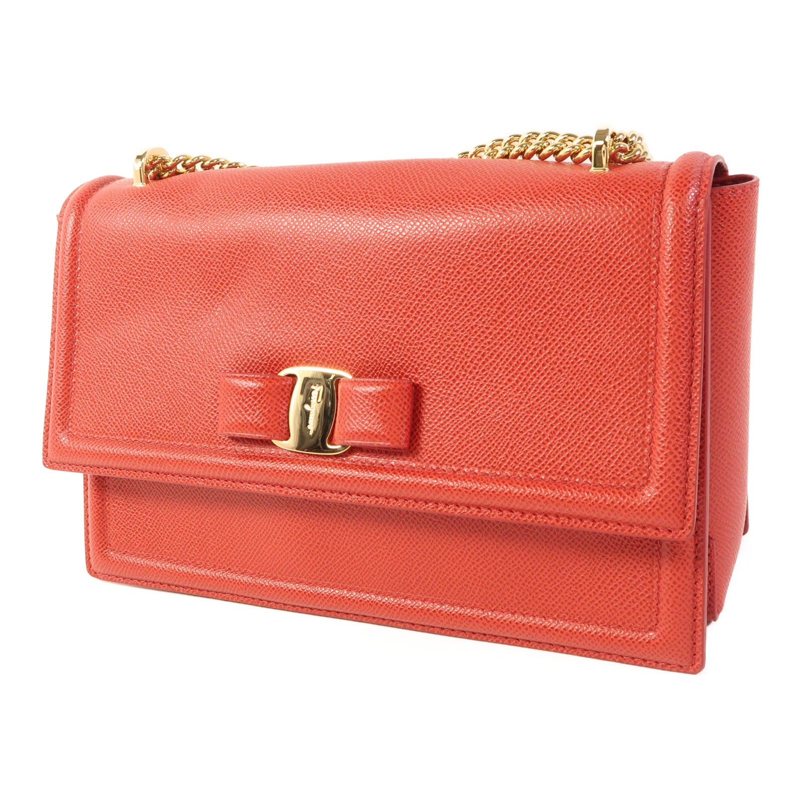 Salvatore Ferragamo 牛皮皮革Shoulder Bag金扣鏈帶肩背袋