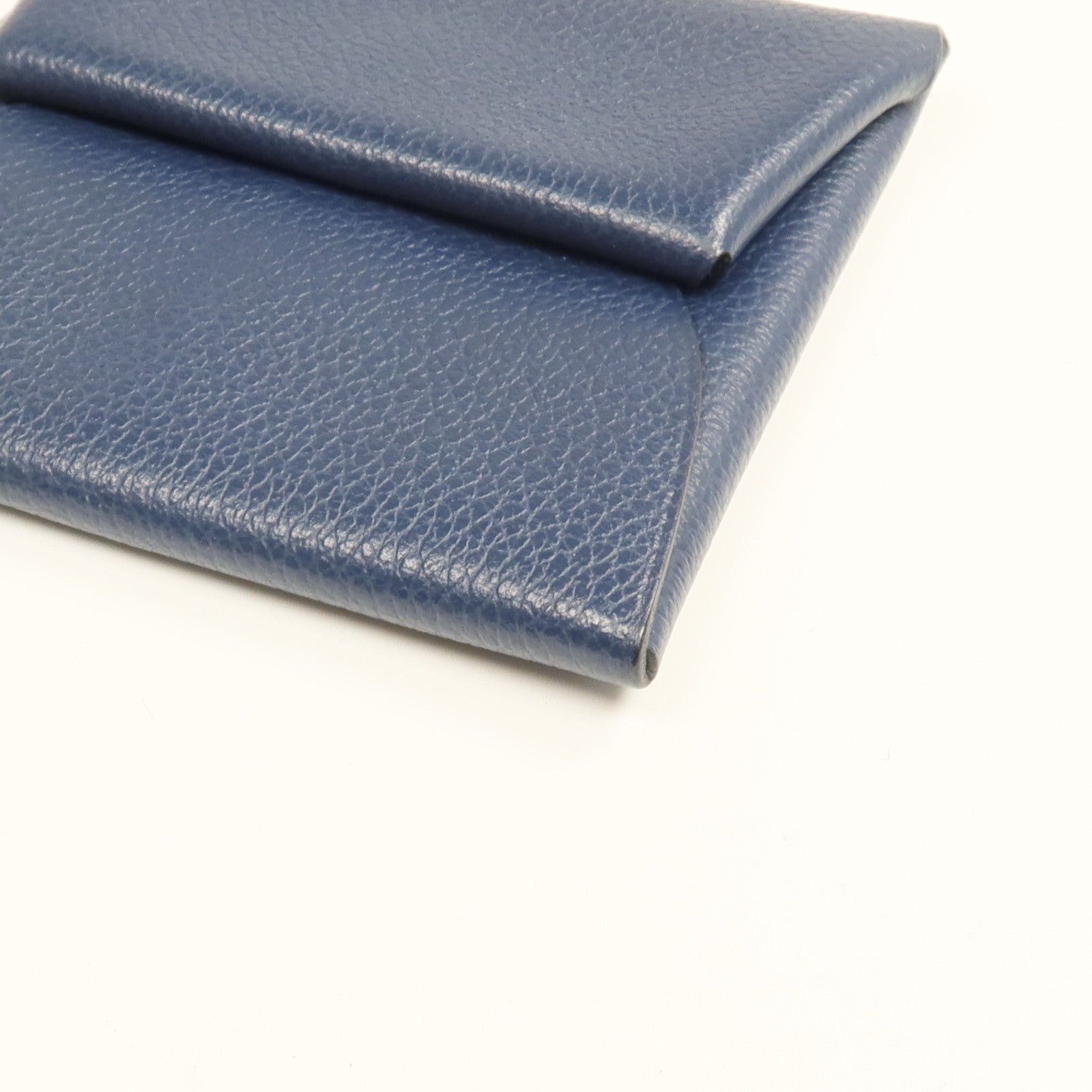 HERMES 【激減優惠】Evercolor皮革Bastia銀扣零錢包Bleu Nuit