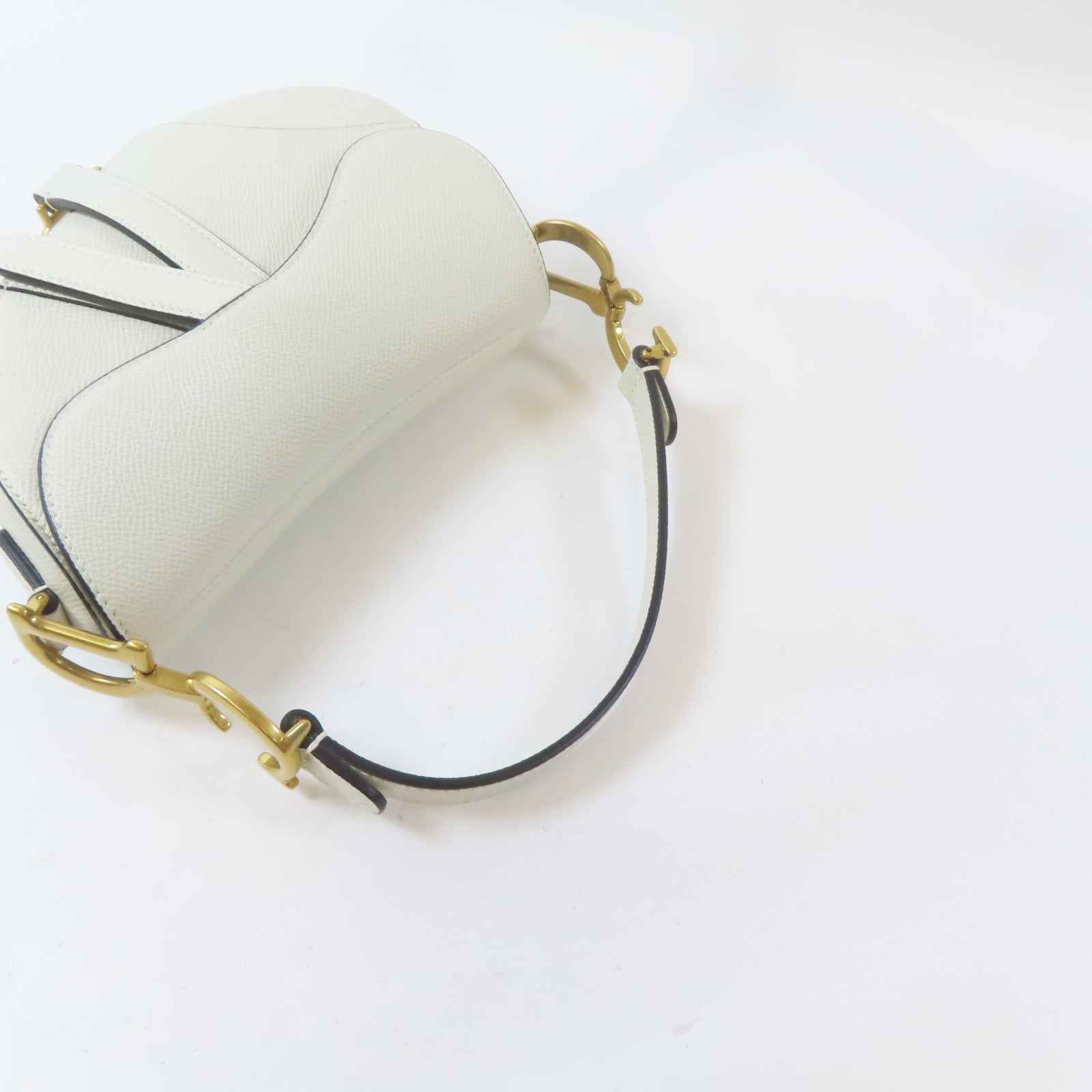 Dior 【激減優惠】牛皮皮革Mini Saddle Bag金扣手挽肩背兩用袋白色