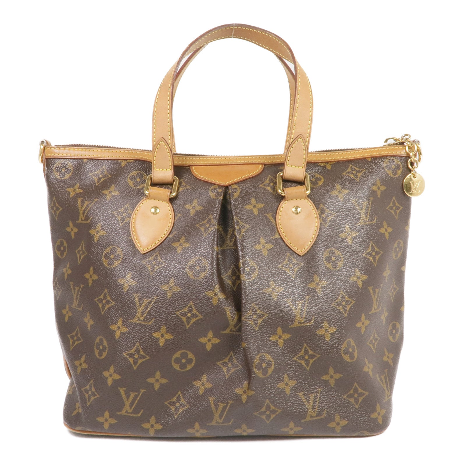 LOUIS VUITTON Monogram Palermo PM金扣手挽肩背兩用袋棕色