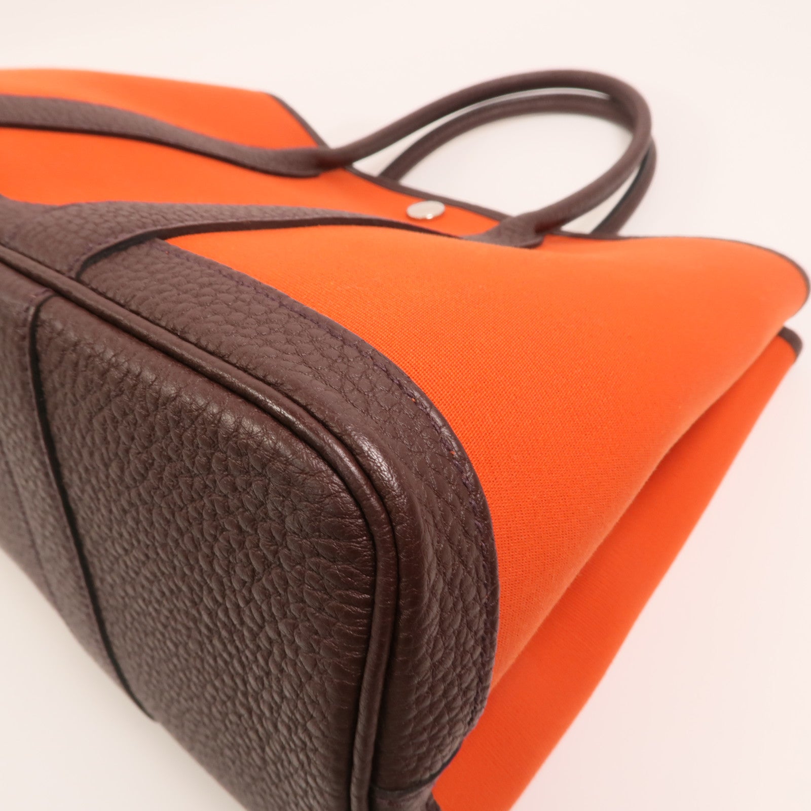 HERMES 帆布Garden Party TPM銀扣手挽袋Cuivre