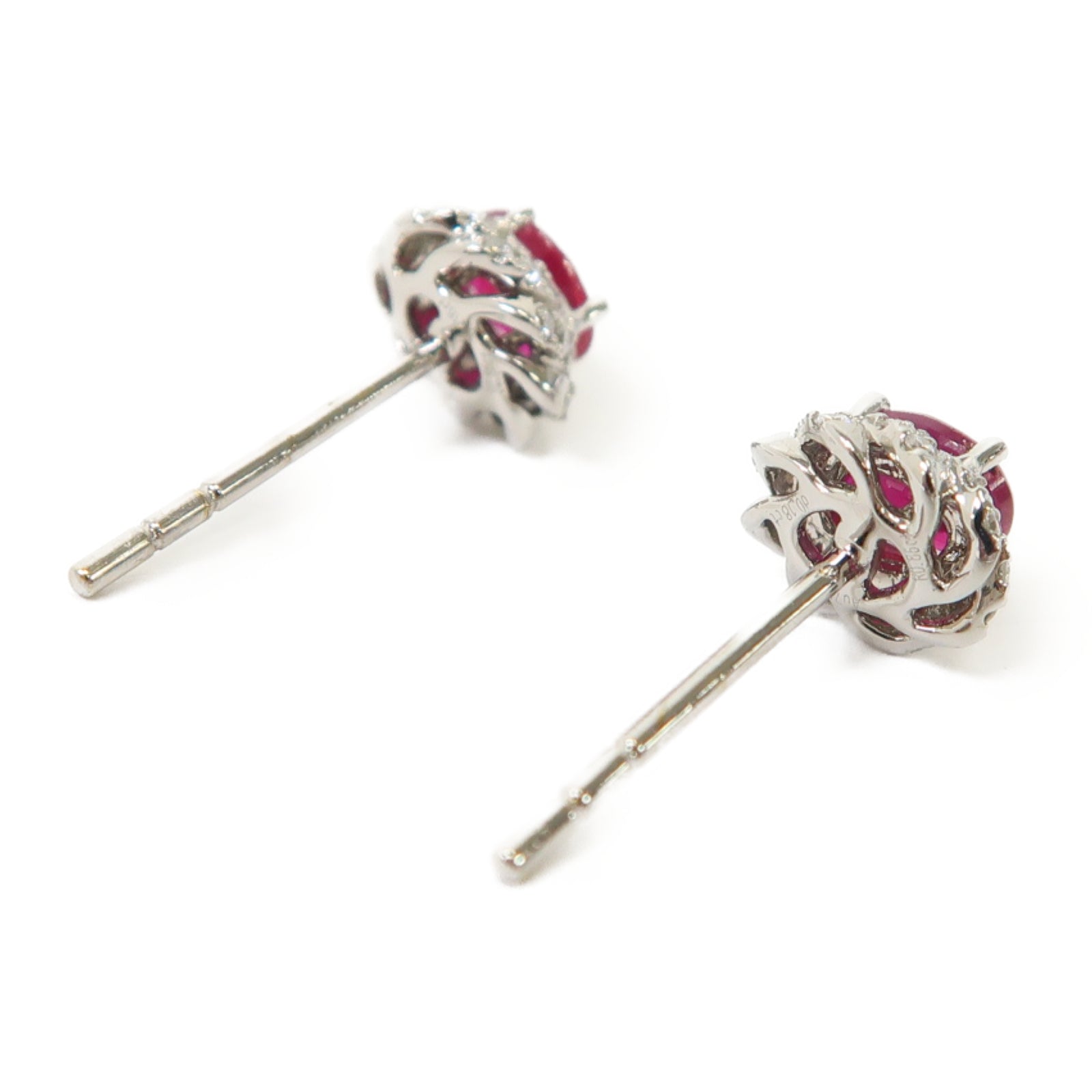 JEWELRY 【激減優惠】18K白金Ruby Diamond Earrings 0.86ct紅寶石/0.18ct鑽石耳環紅色/銀色